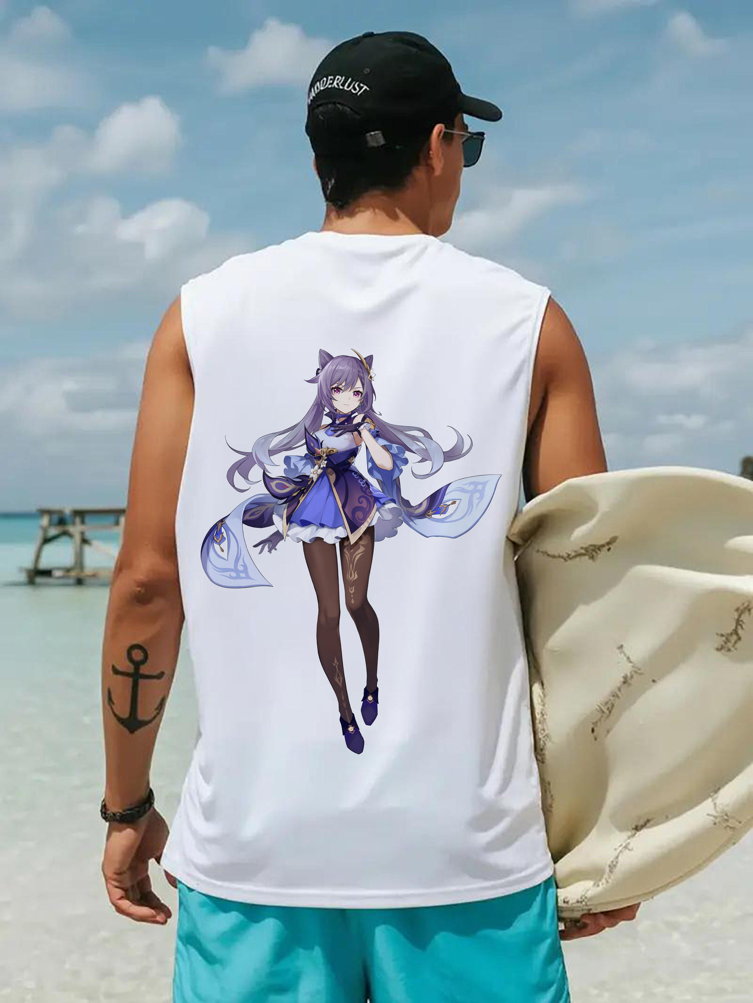 げんし神 刻晴 こくせい genshin Kokusei コットン100％タンクトップ（背面プリント）