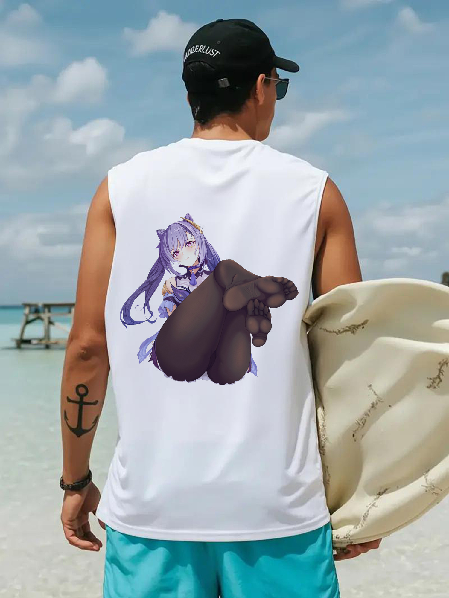 げんし神 刻晴 こくせい genshin Kokusei コットン100％タンクトップ（背面プリント）