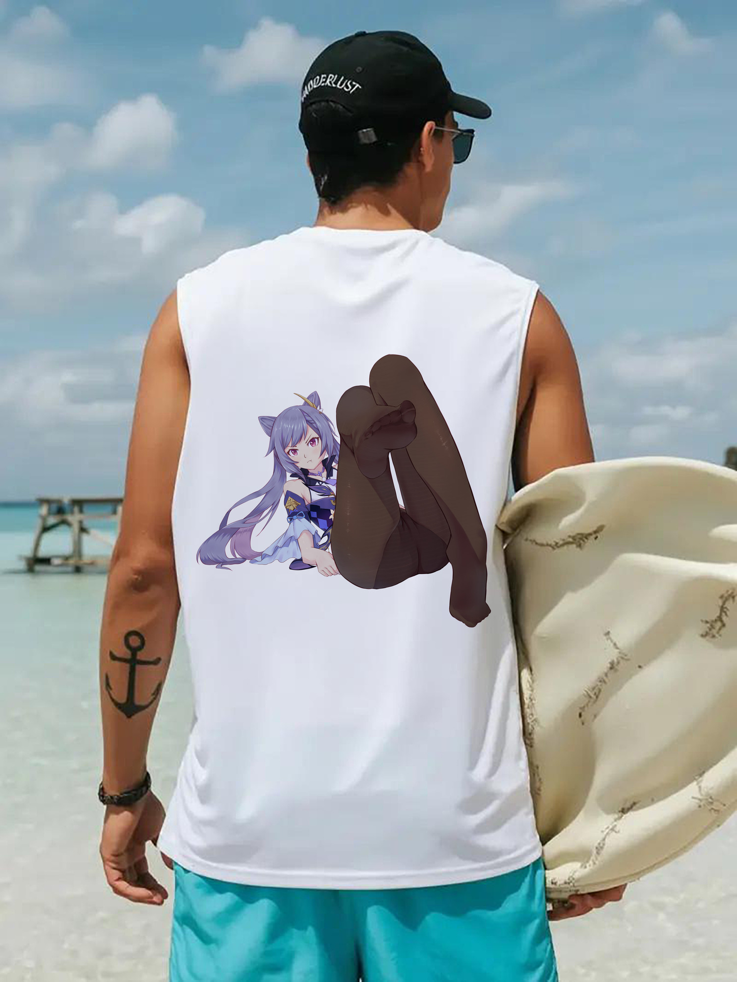 げんし神 刻晴 こくせい genshin Kokusei コットン100％タンクトップ（背面プリント）