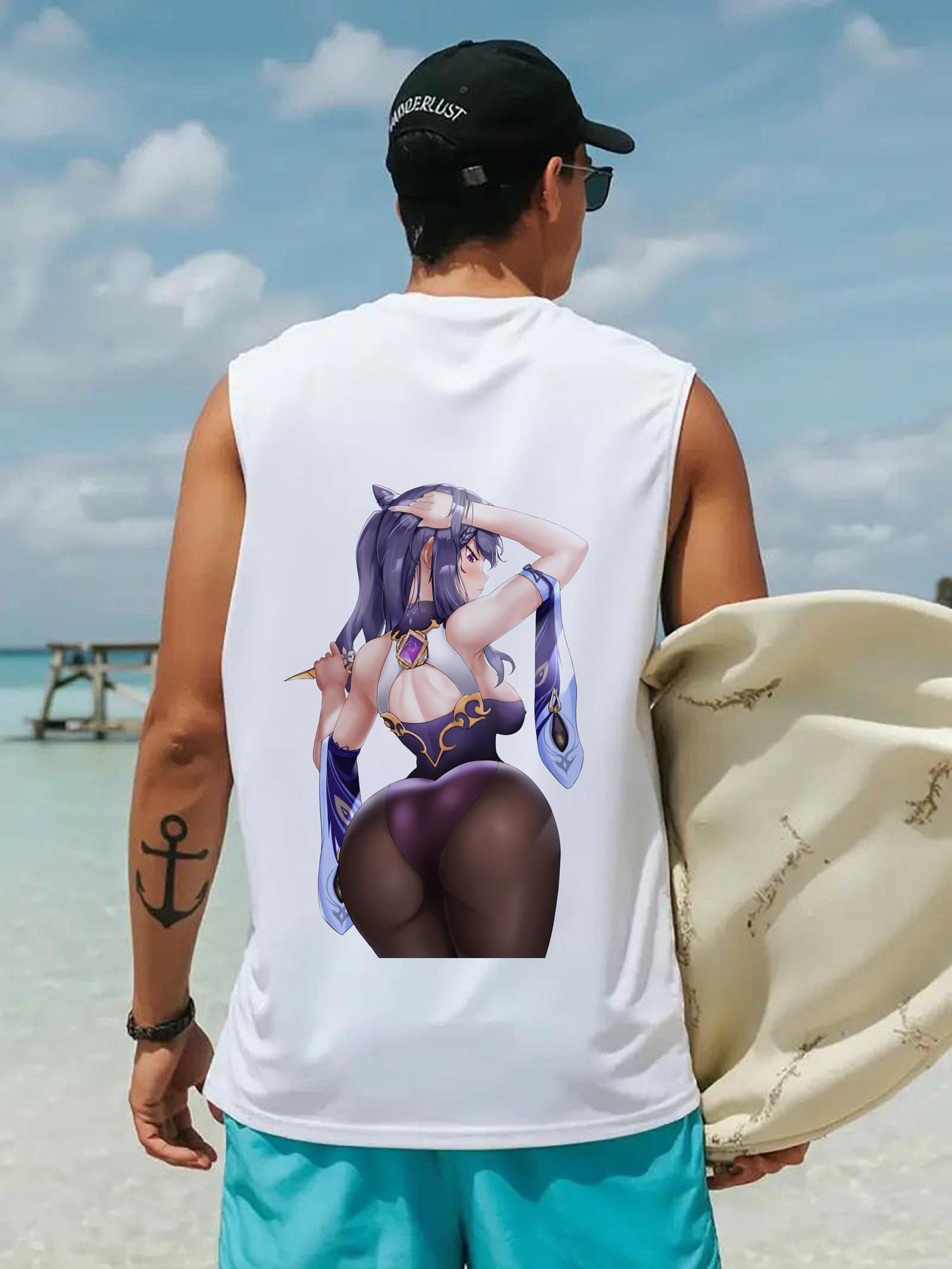 げんし神 刻晴 こくせい genshin Kokusei コットン100％タンクトップ（背面プリント）