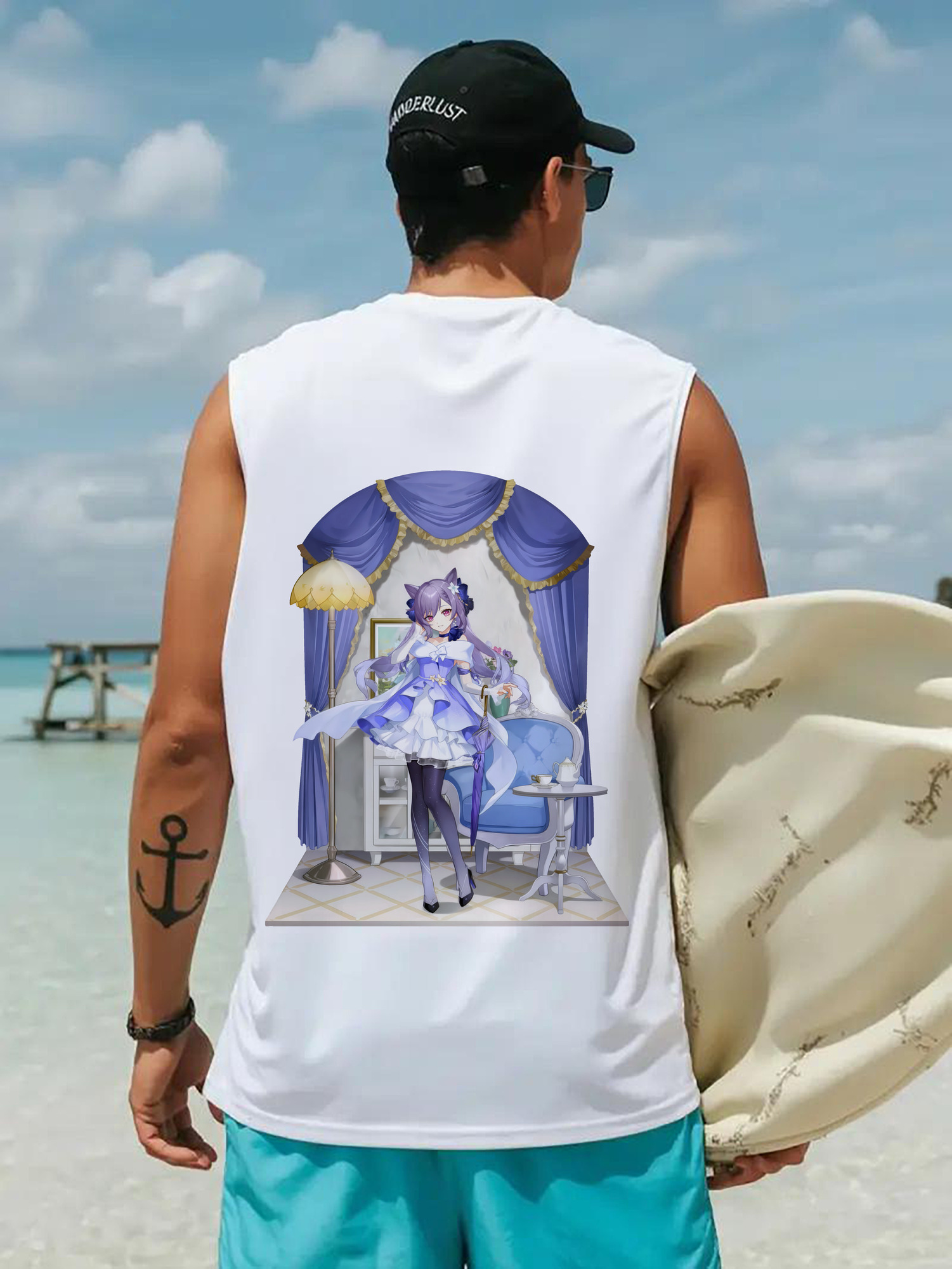 げんし神 刻晴 こくせい genshin Kokusei コットン100％タンクトップ（背面プリント）