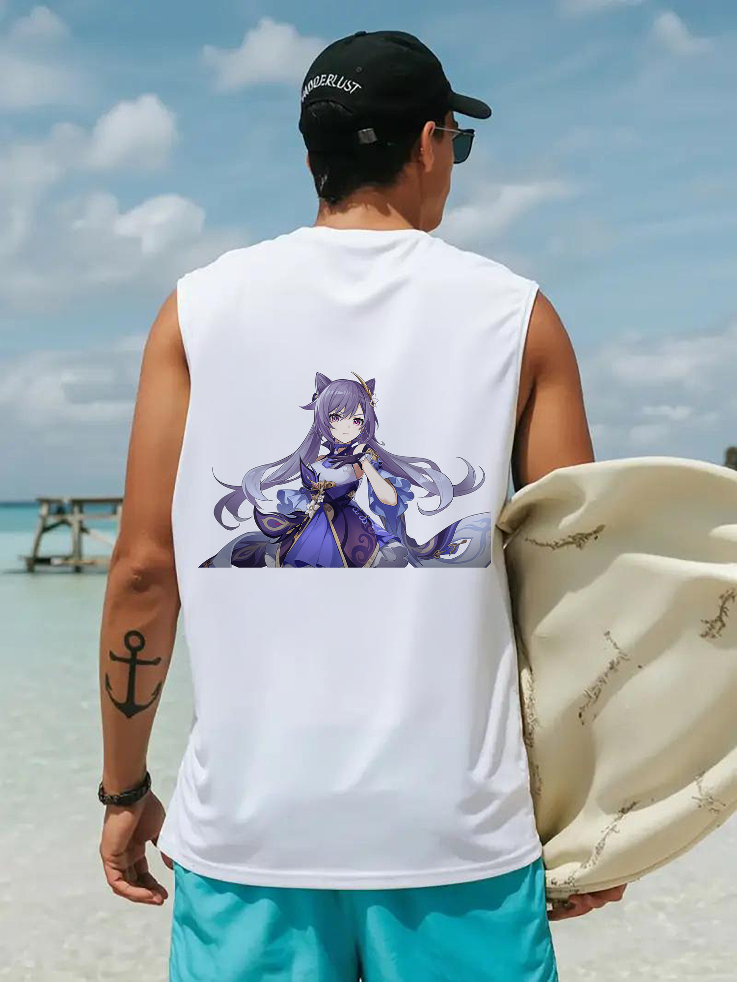 げんし神 刻晴 こくせい genshin Kokusei コットン100％タンクトップ（背面プリント）