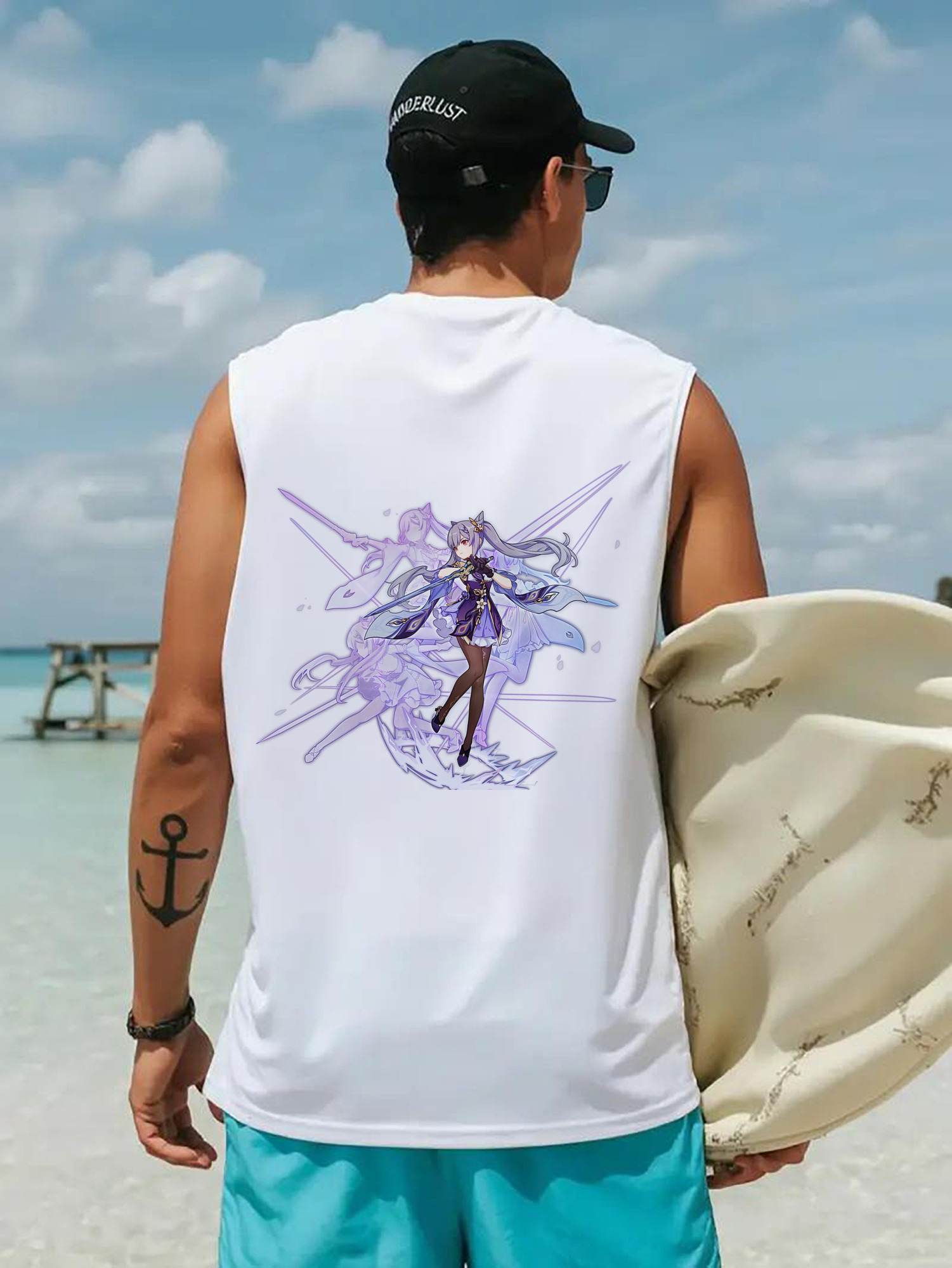 げんし神 刻晴 こくせい genshin Kokusei コットン100％タンクトップ（背面プリント）