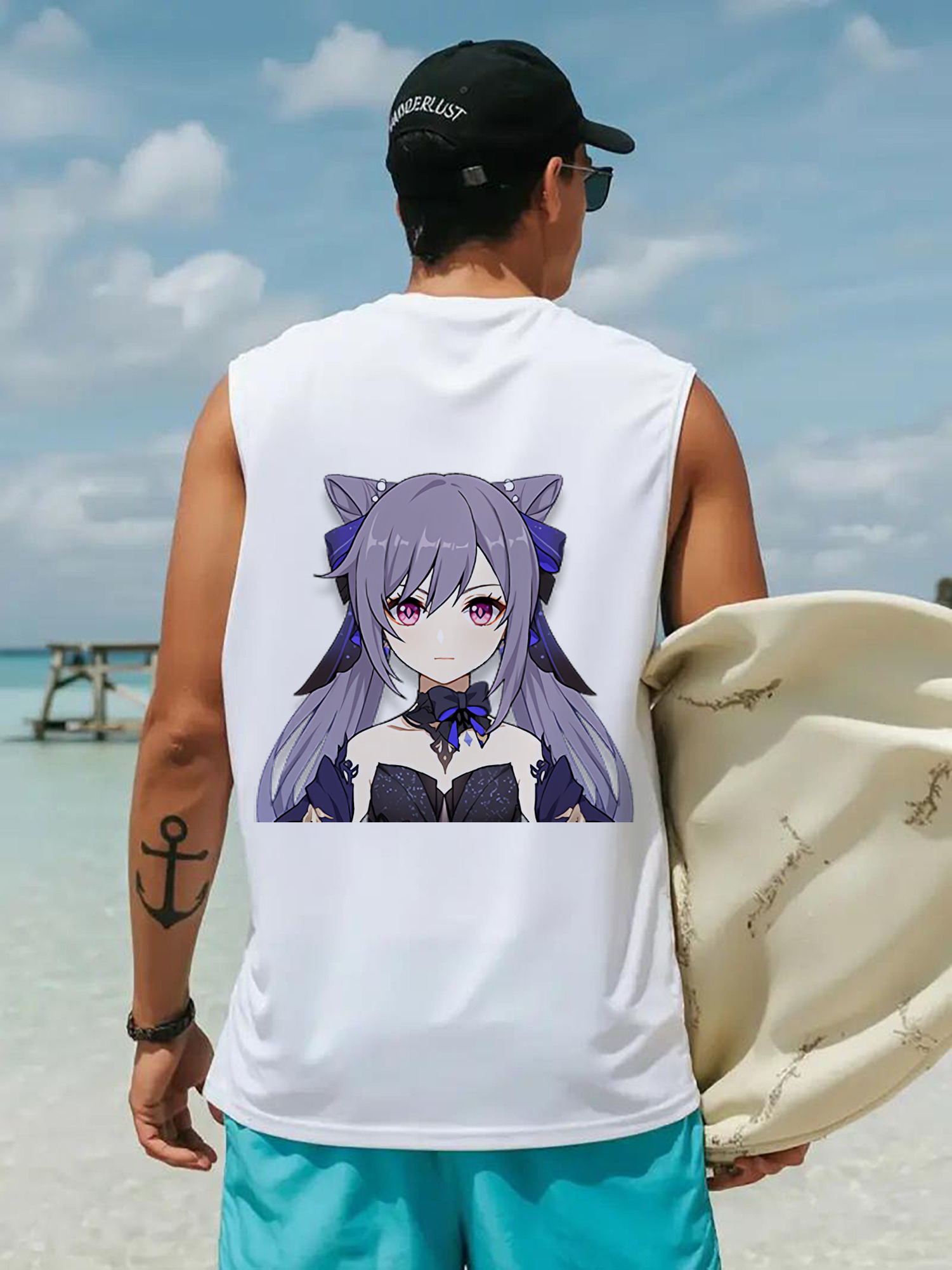 げんし神 刻晴 こくせい genshin Kokusei コットン100％タンクトップ（背面プリント）