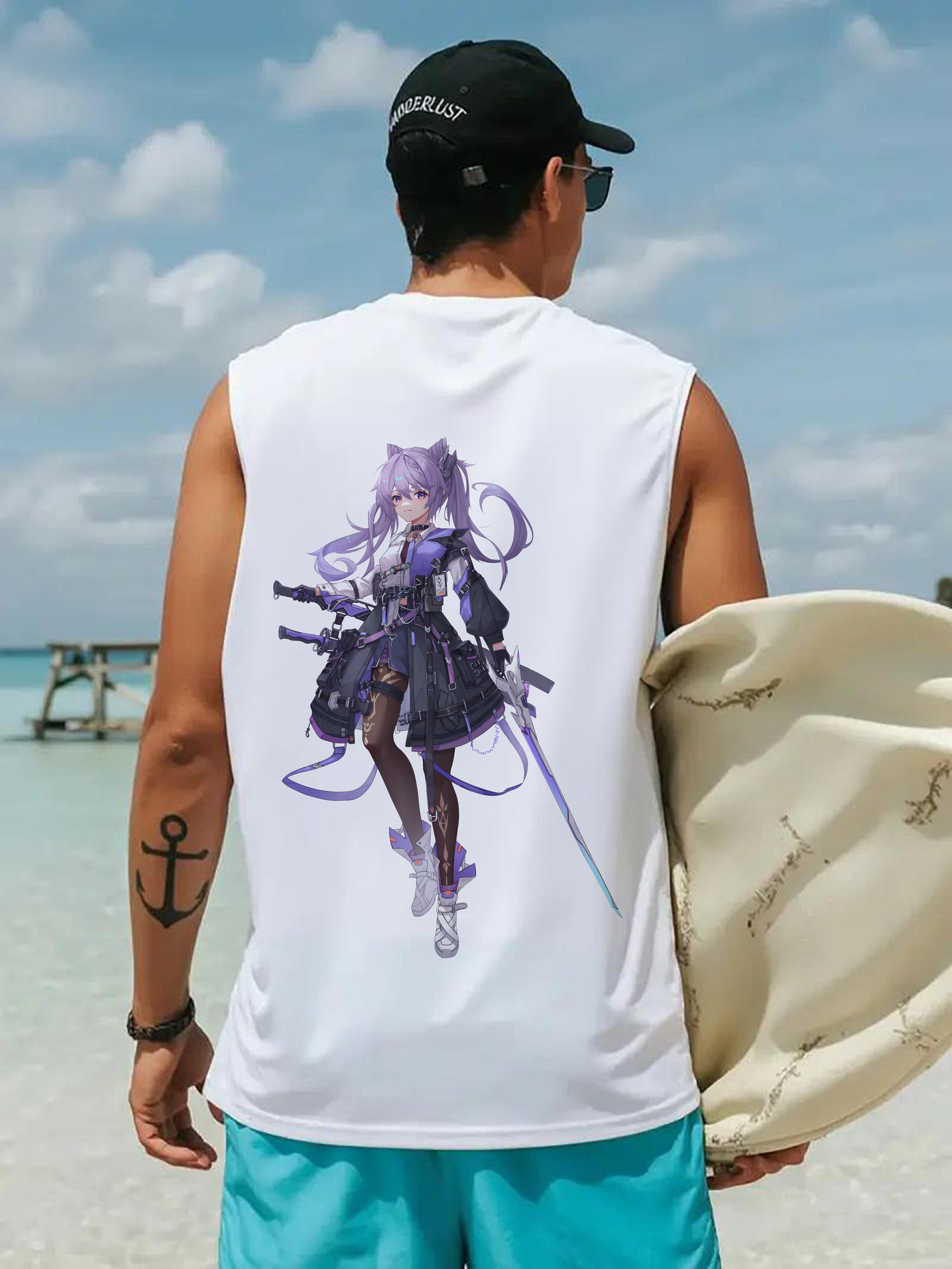 げんし神 刻晴 こくせい genshin Kokusei コットン100％タンクトップ（背面プリント）