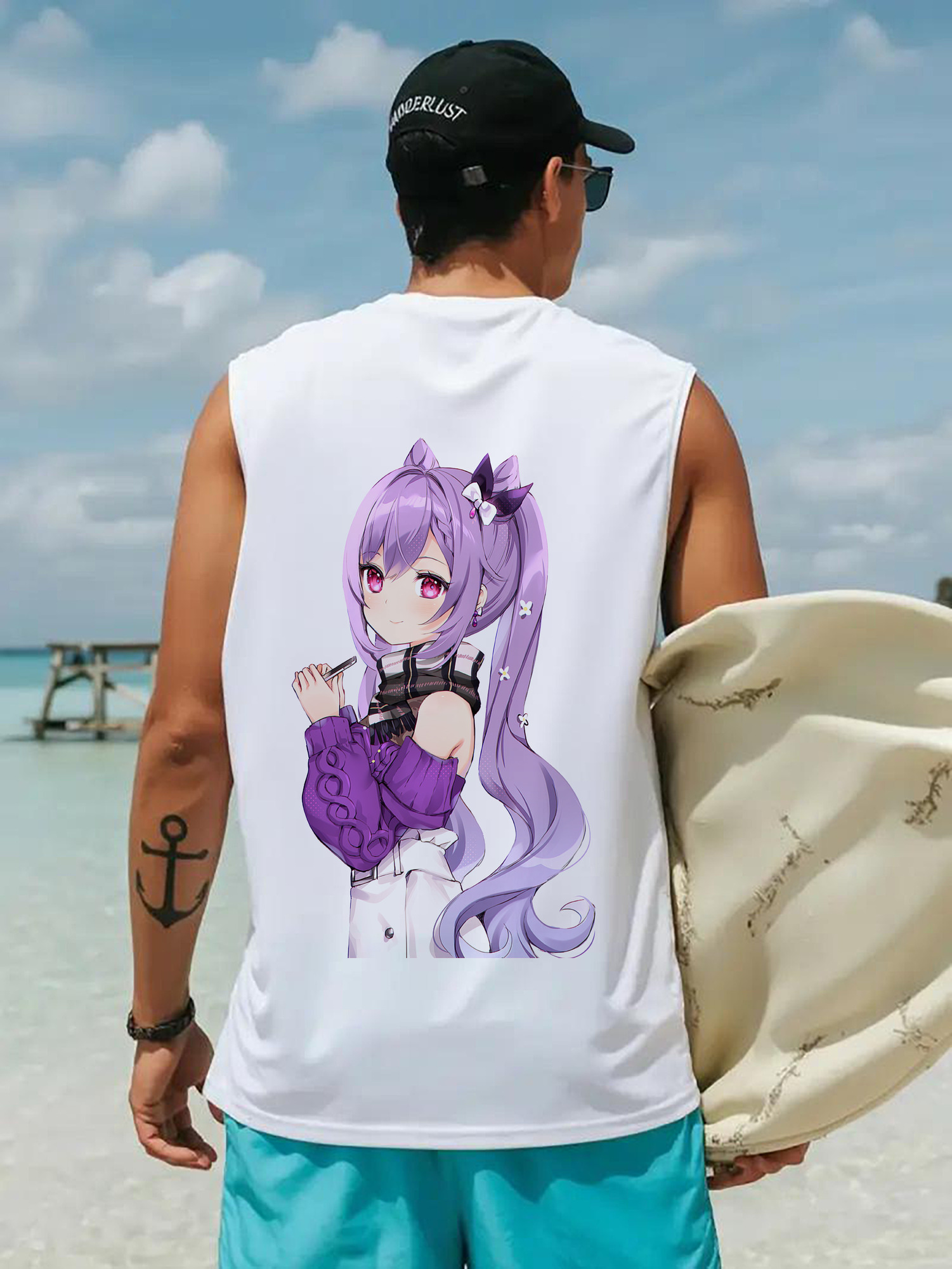 げんし神 刻晴 こくせい genshin Kokusei コットン100％タンクトップ（背面プリント）