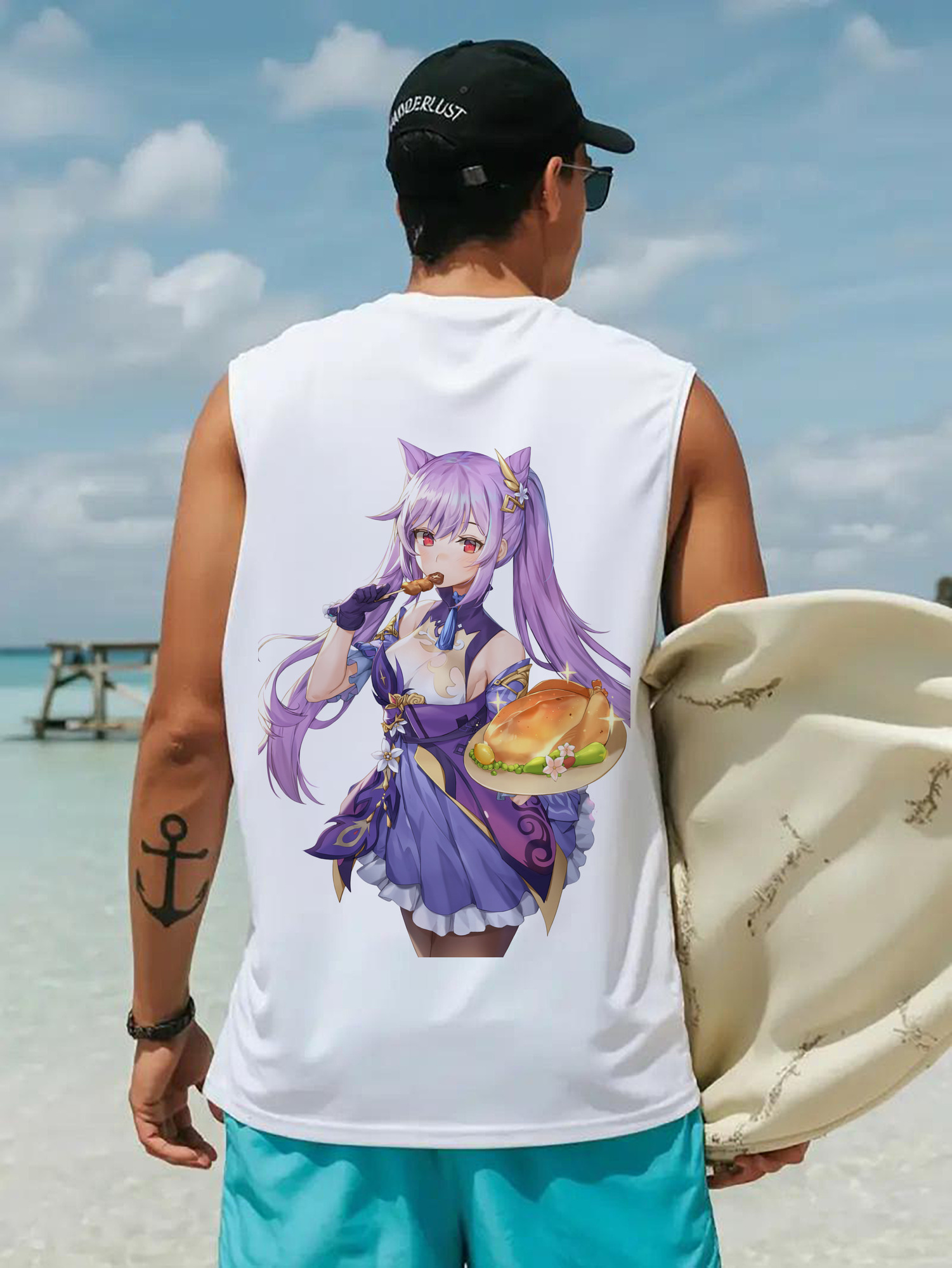 げんし神 刻晴 こくせい genshin Kokusei コットン100％タンクトップ（背面プリント）