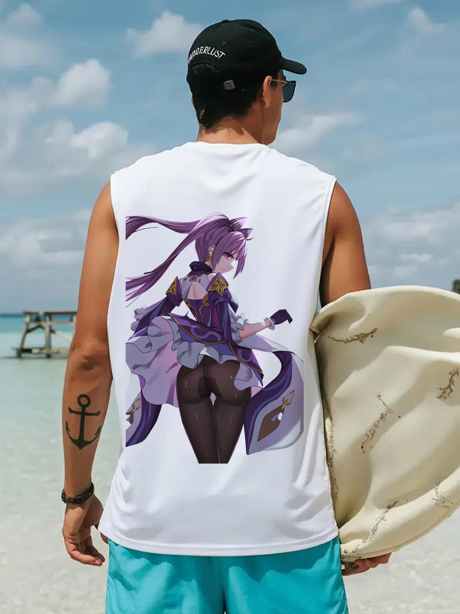 げんし神 刻晴 こくせい genshin Kokusei コットン100％タンクトップ（背面プリント）