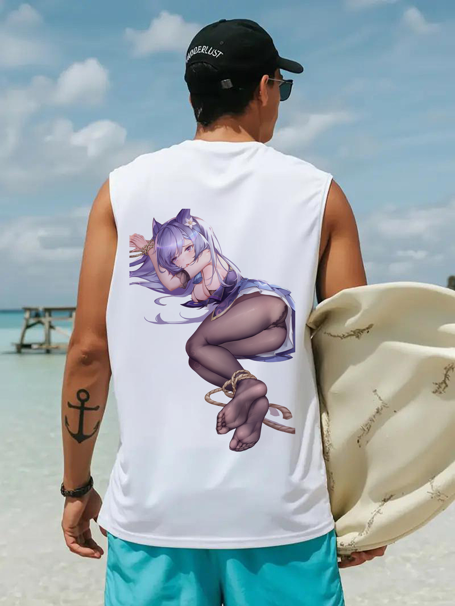 げんし神 刻晴 こくせい genshin Kokusei コットン100％タンクトップ（背面プリント）