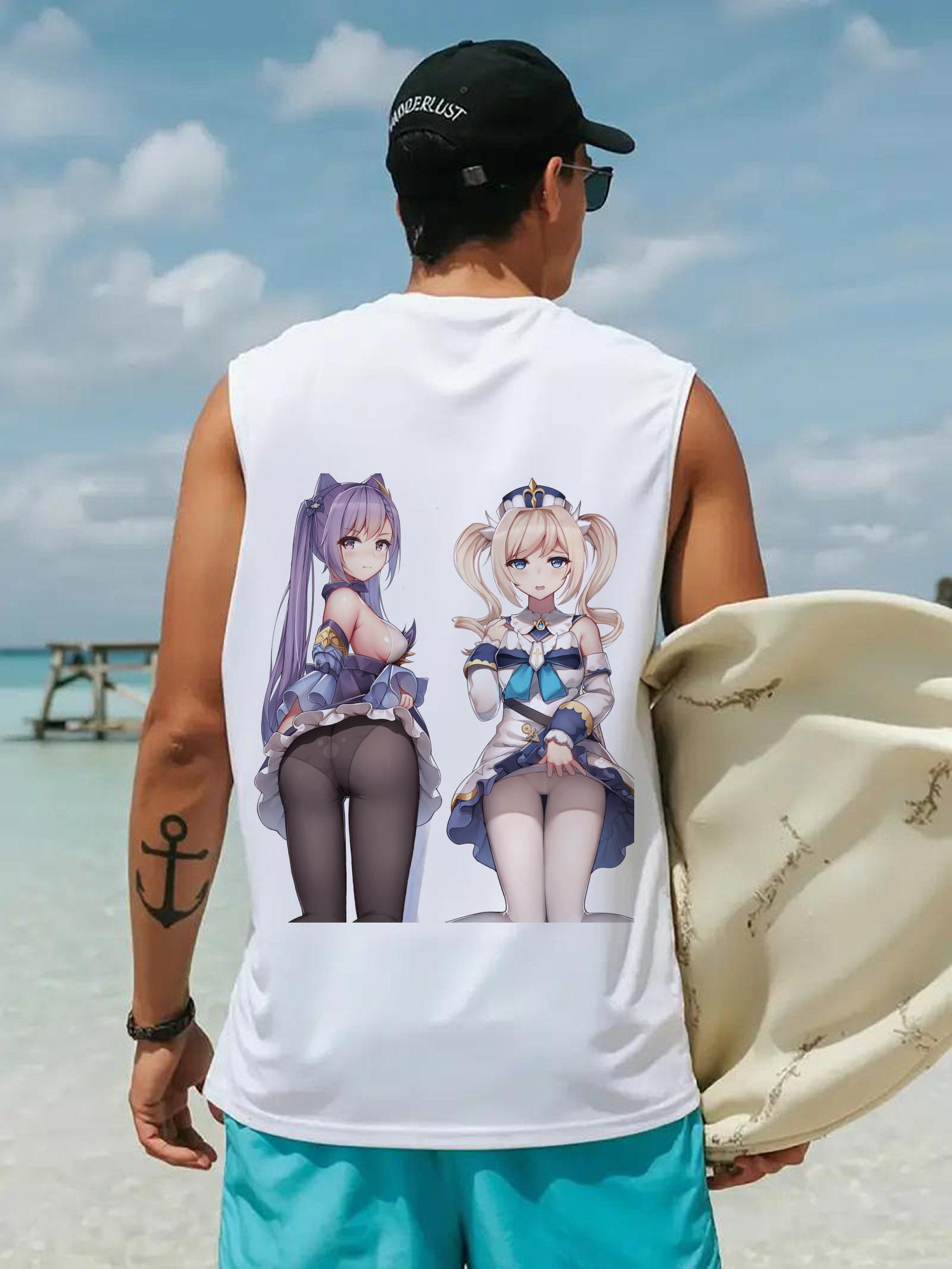 げんし神 刻晴 こくせい genshin Kokusei コットン100％タンクトップ（背面プリント）