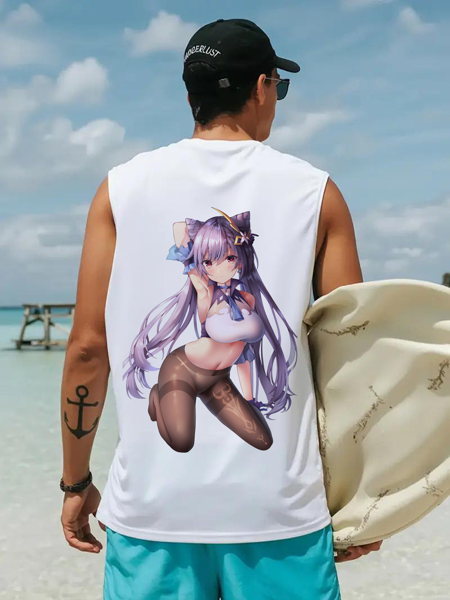 げんし神 刻晴 こくせい genshin Kokusei コットン100％タンクトップ（背面プリント）