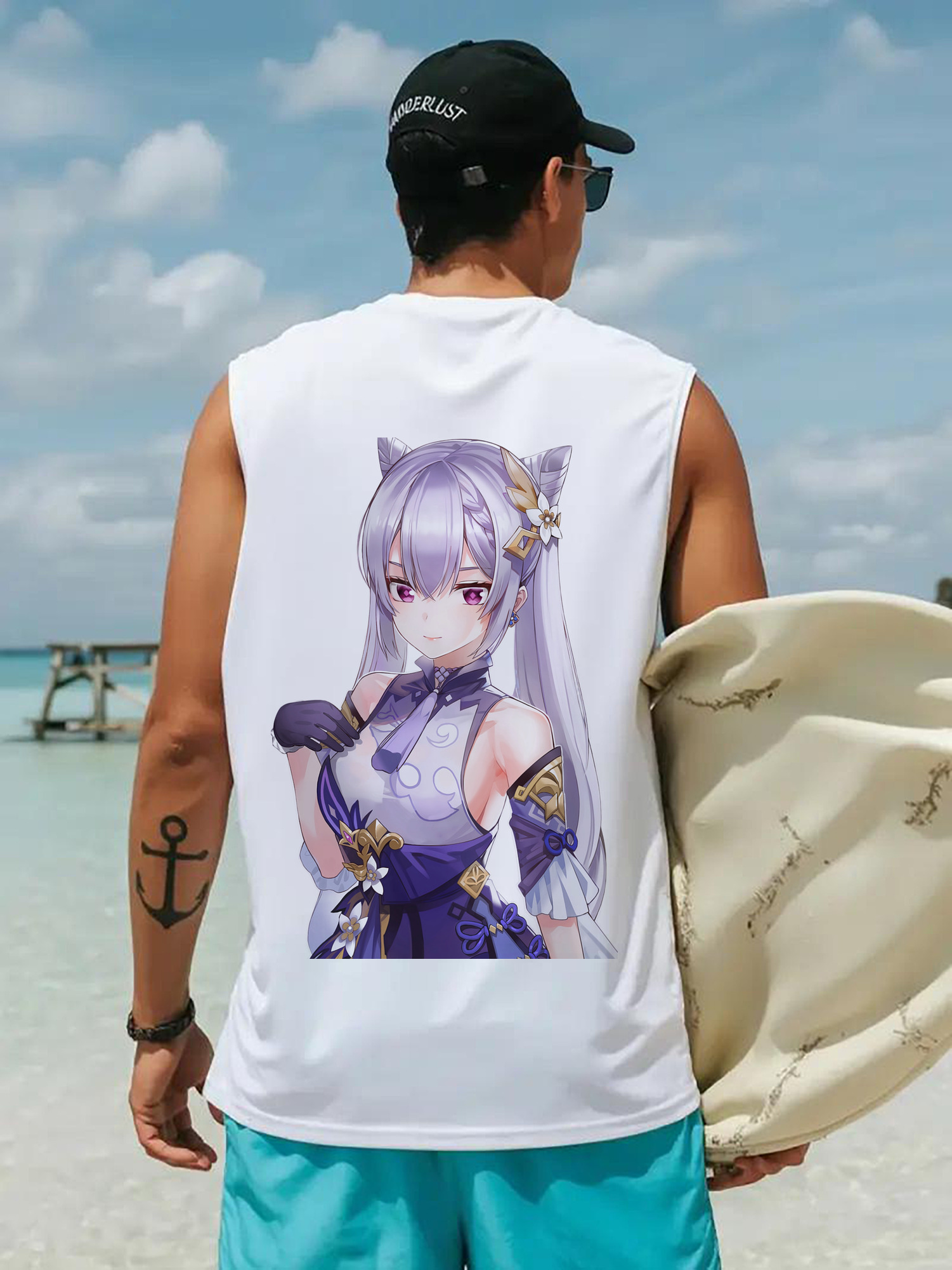 げんし神 刻晴 こくせい genshin Kokusei コットン100％タンクトップ（背面プリント）