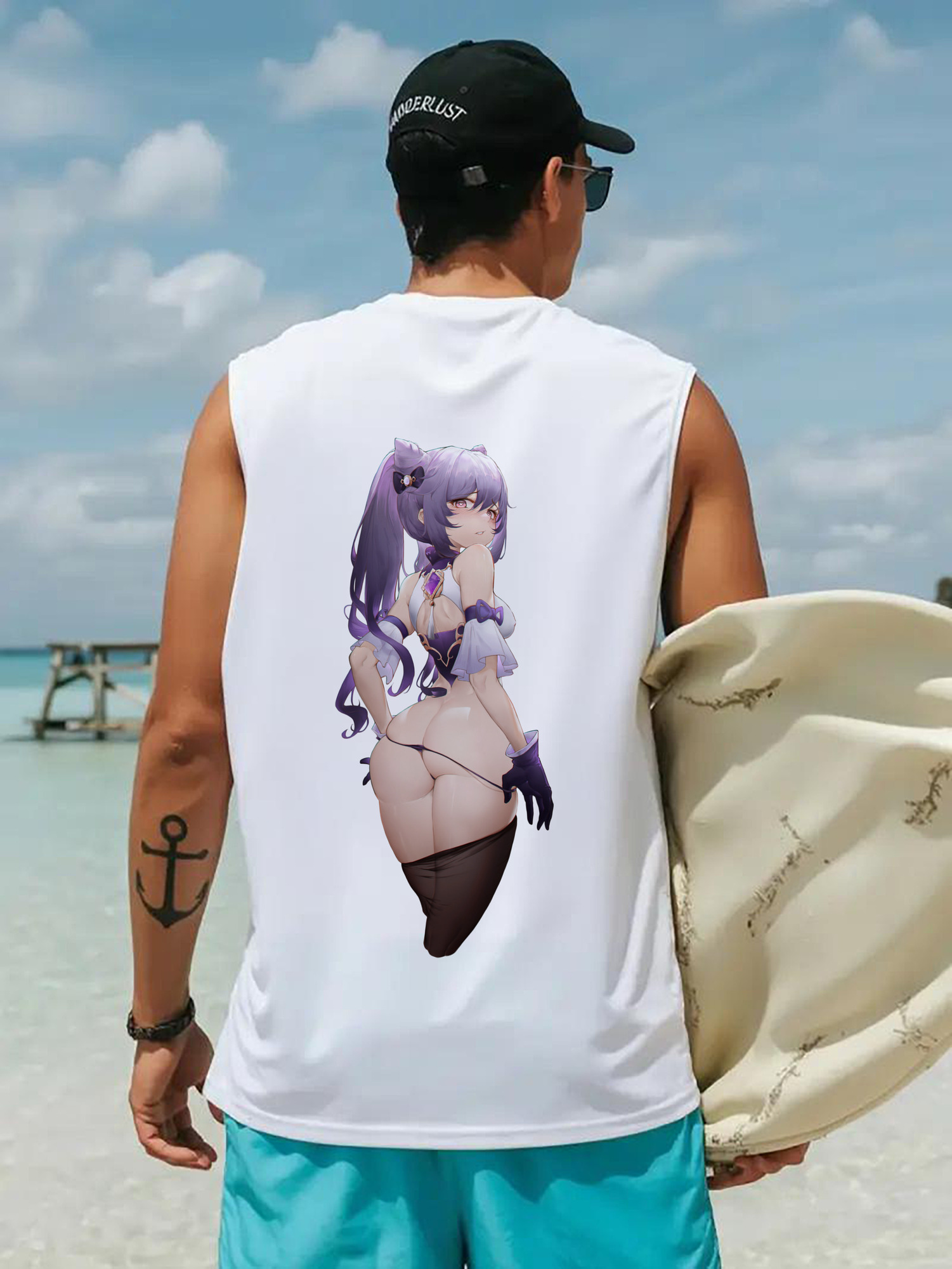 げんし神 刻晴 こくせい genshin Kokusei コットン100％タンクトップ（背面プリント）