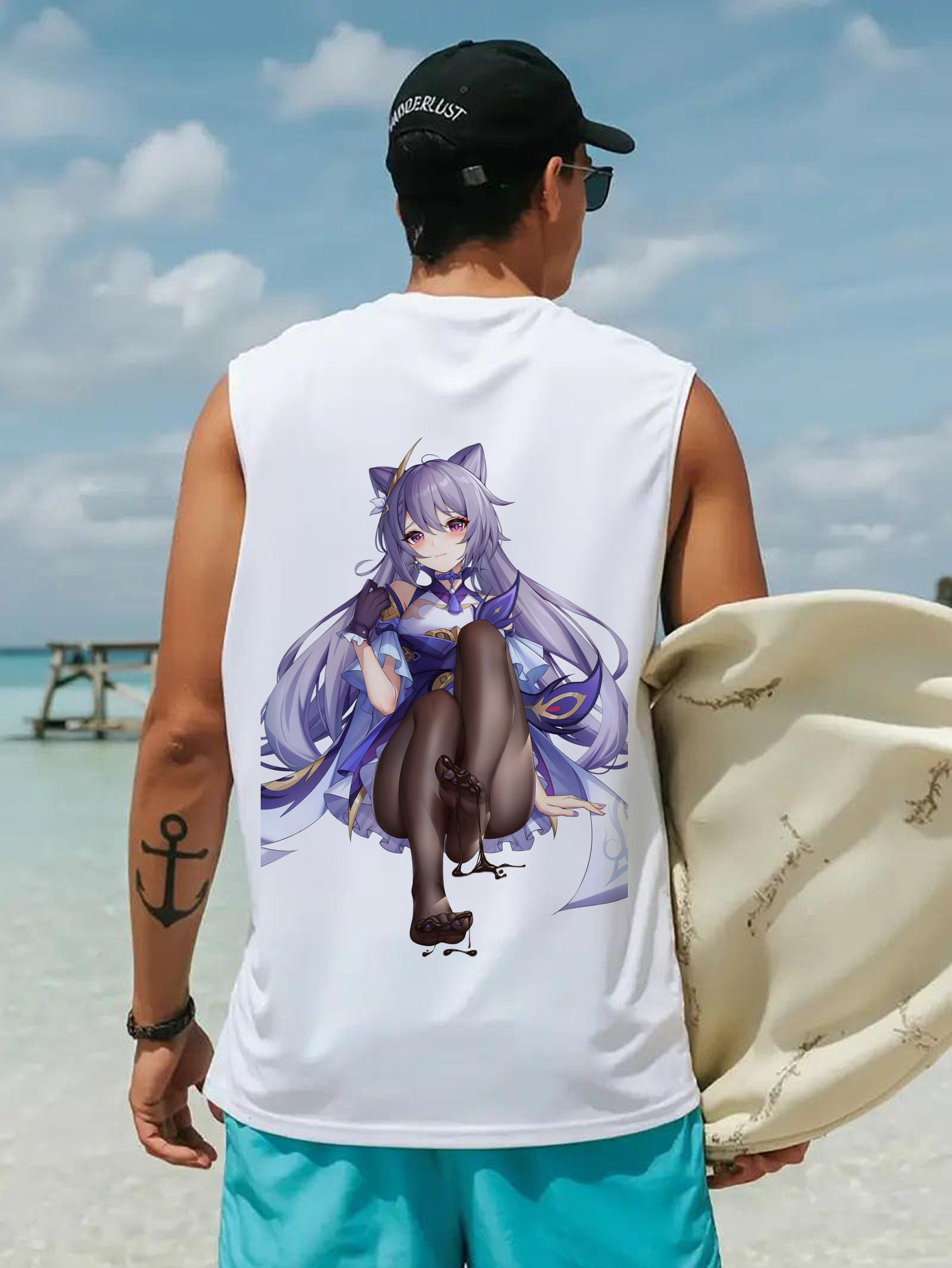 げんし神 刻晴 こくせい genshin Kokusei コットン100％タンクトップ（背面プリント）