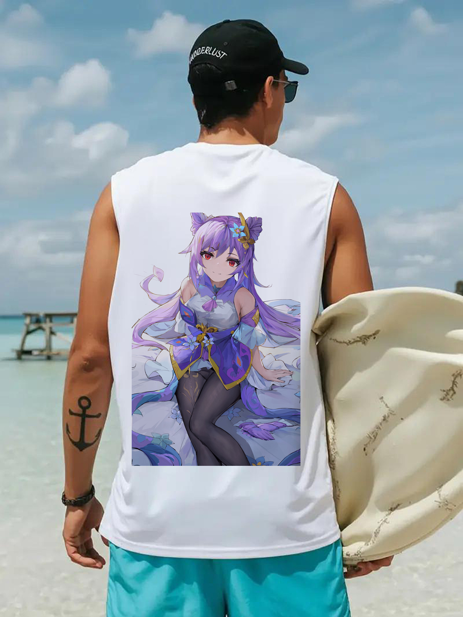 げんし神 刻晴 こくせい genshin Kokusei コットン100％タンクトップ（背面プリント）