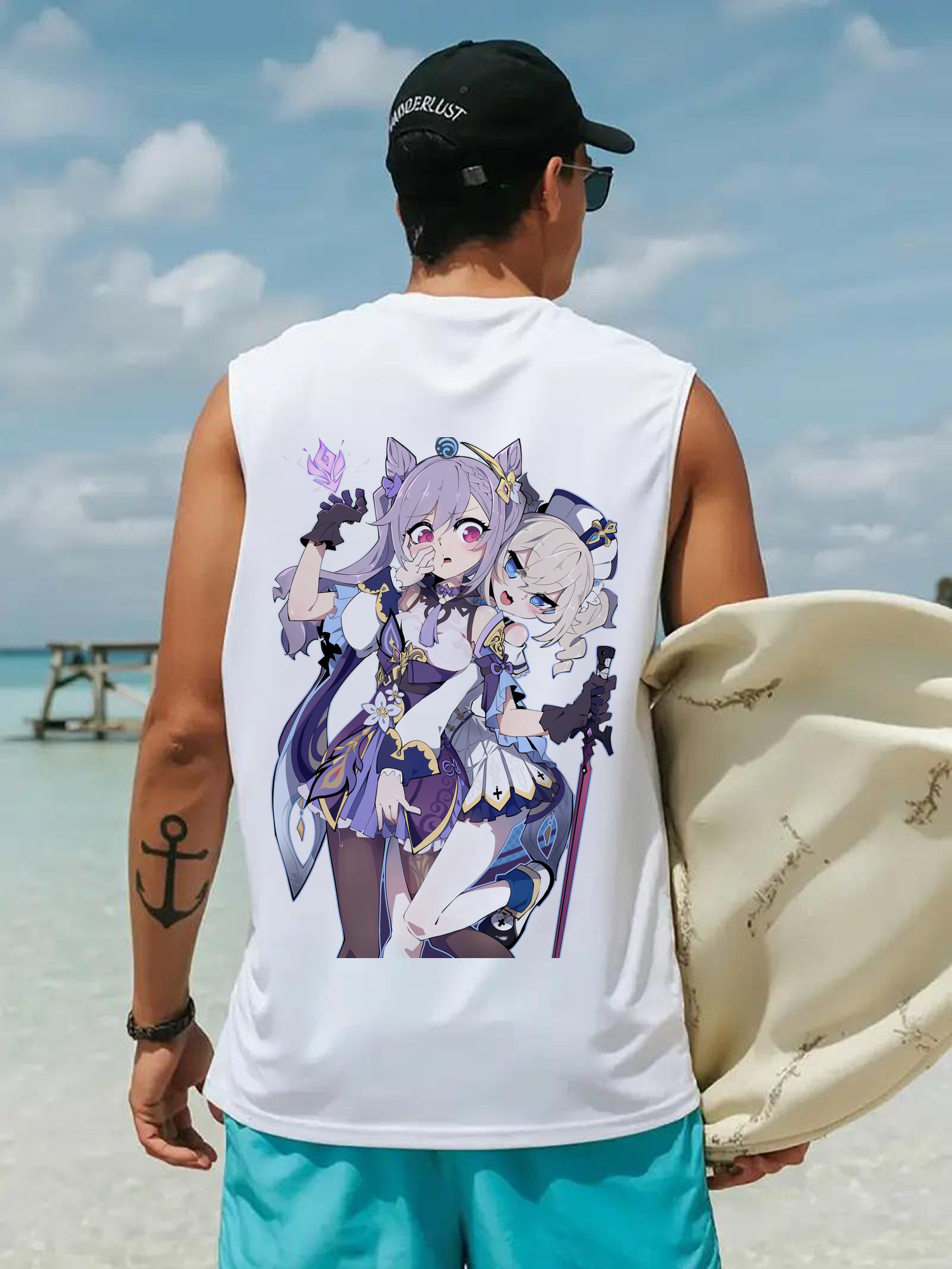 げんし神 刻晴 こくせい genshin Kokusei コットン100％タンクトップ（背面プリント）