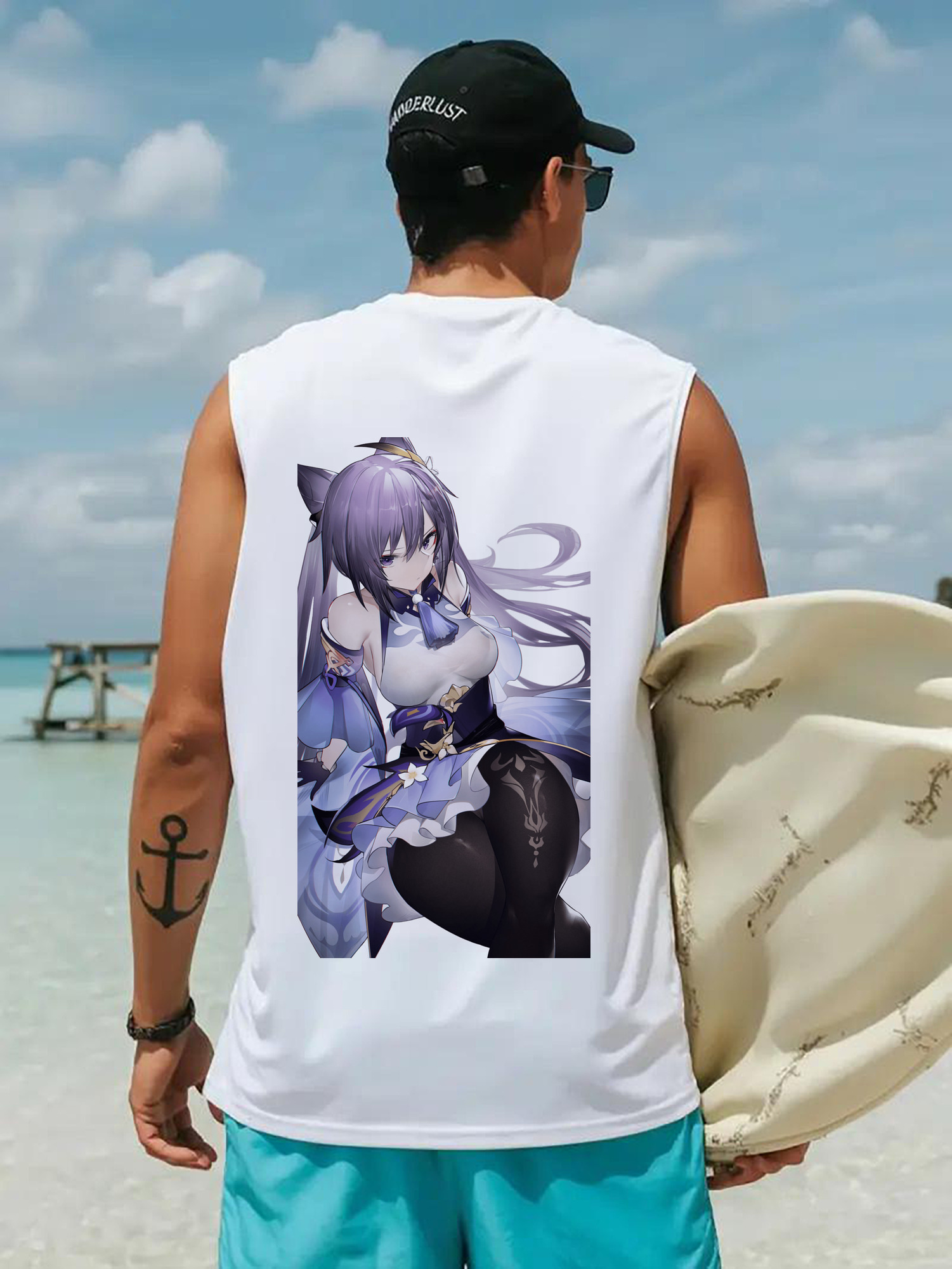 げんし神 刻晴 こくせい genshin Kokusei コットン100％タンクトップ（背面プリント）