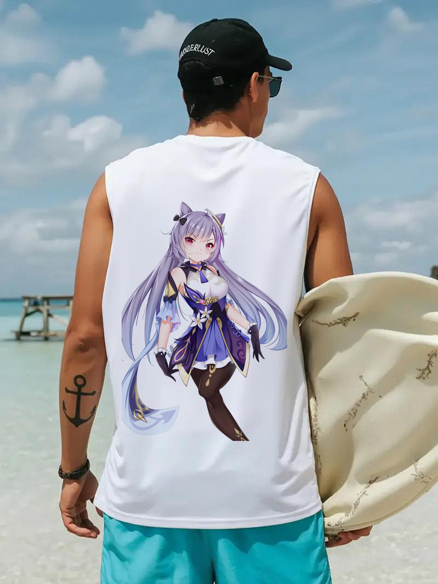 げんし神 刻晴 こくせい genshin Kokusei コットン100％タンクトップ（背面プリント）