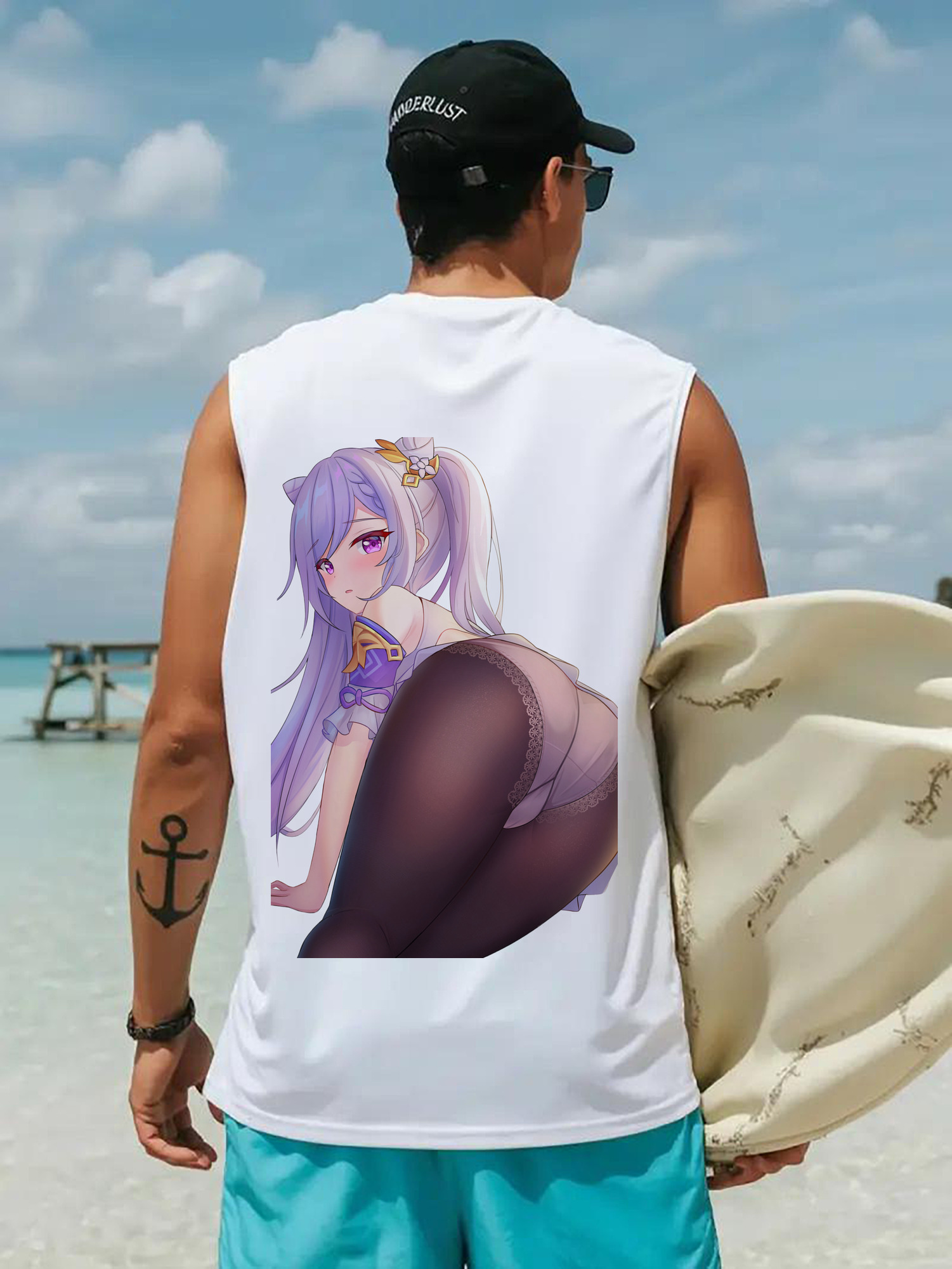 げんし神 刻晴 こくせい genshin Kokusei コットン100％タンクトップ（背面プリント）