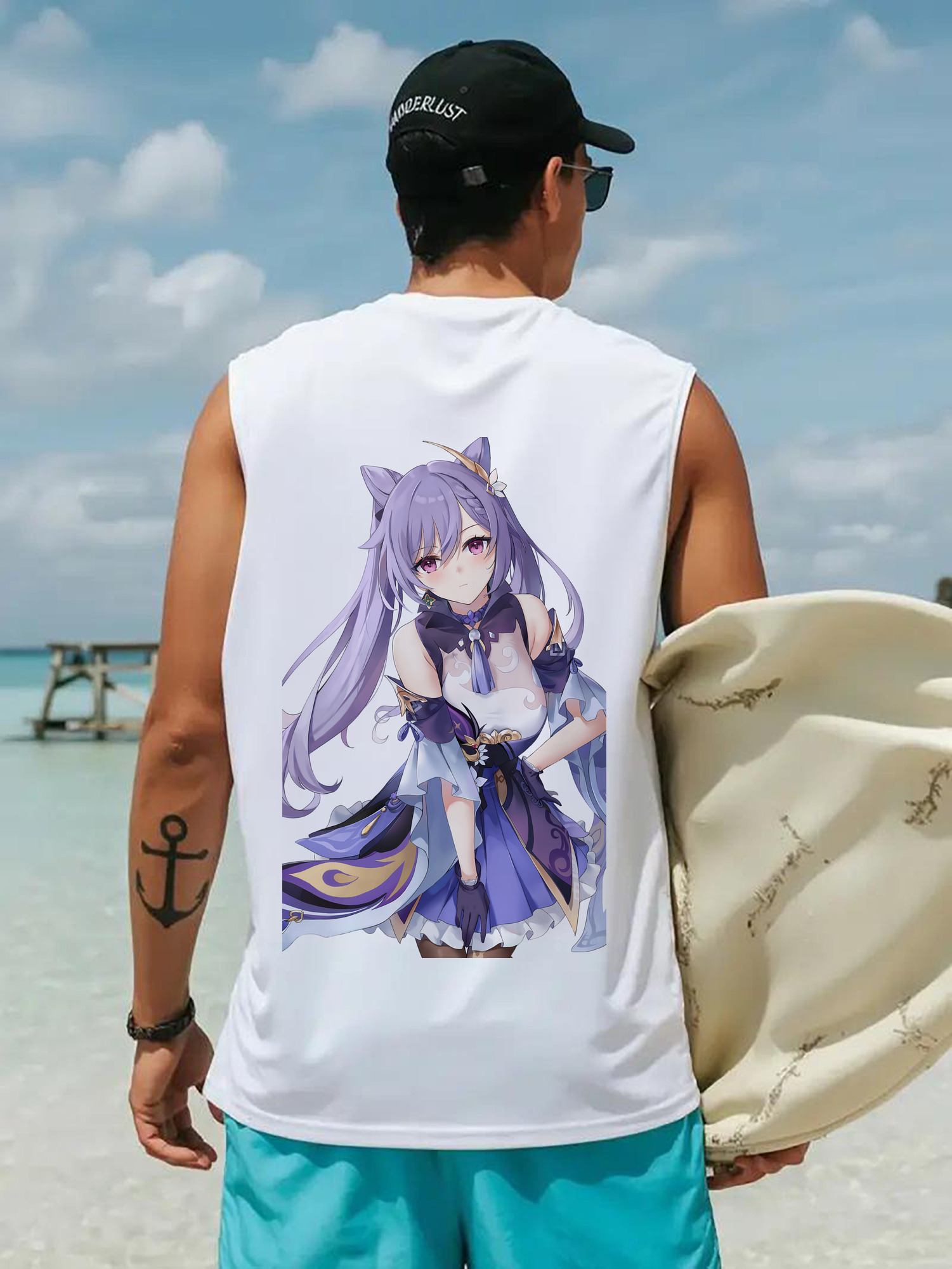 げんし神 刻晴 こくせい genshin Kokusei コットン100％タンクトップ（背面プリント）