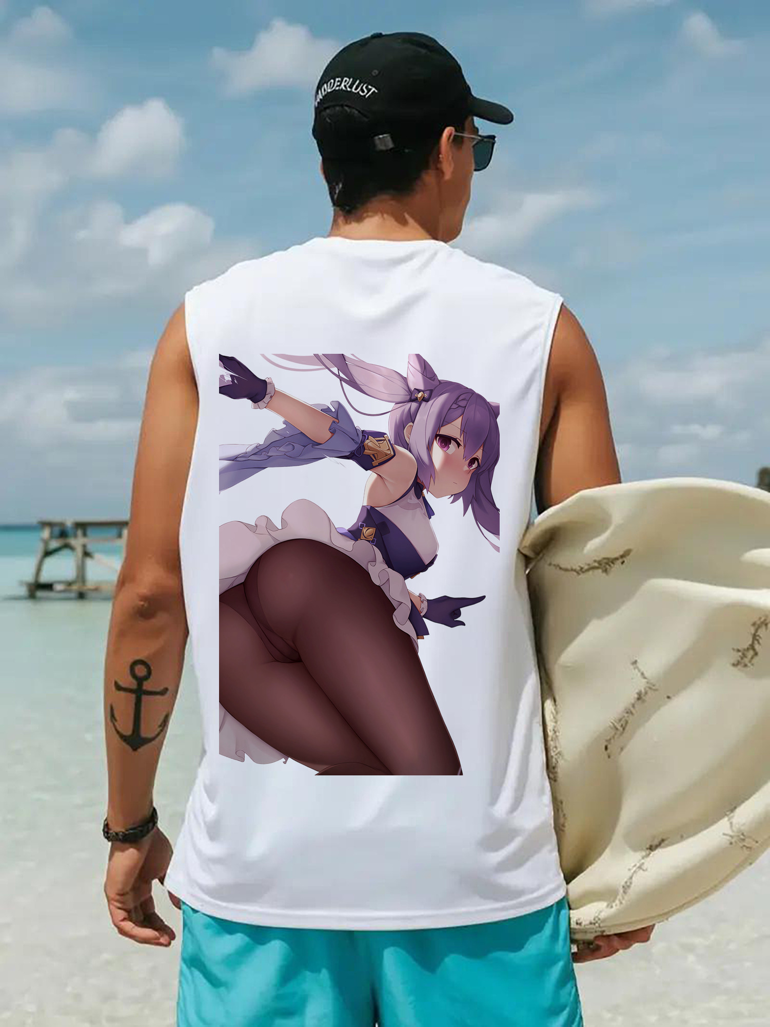 げんし神 刻晴 こくせい genshin Kokusei コットン100％タンクトップ（背面プリント）