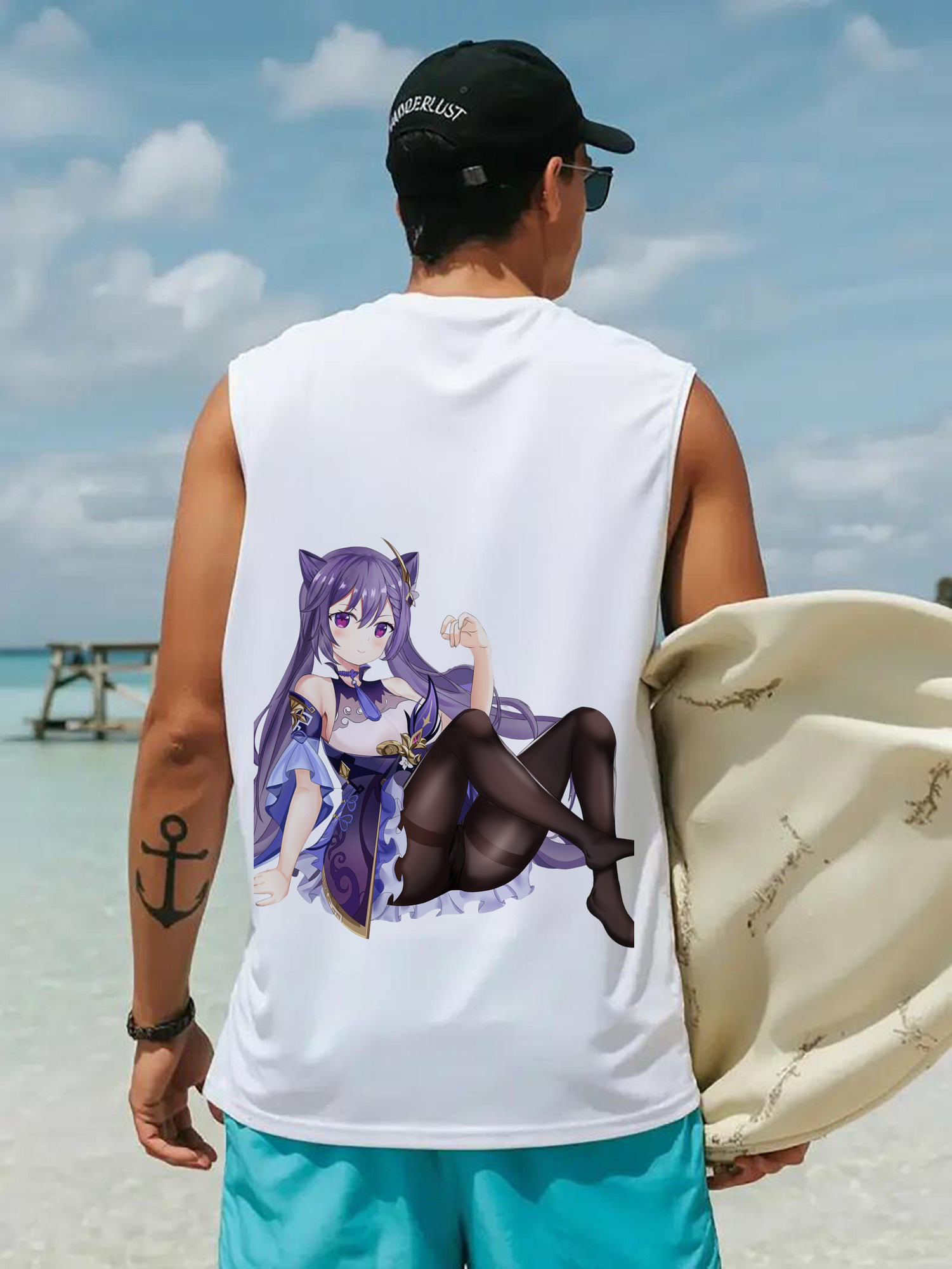 げんし神 刻晴 こくせい genshin Kokusei コットン100％タンクトップ（背面プリント）