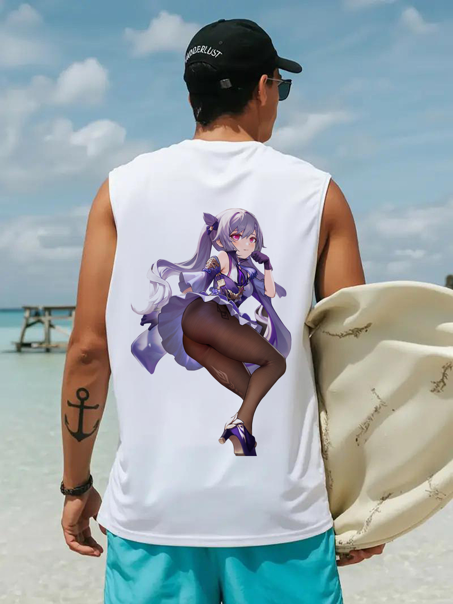 げんし神 刻晴 こくせい genshin Kokusei コットン100％タンクトップ（背面プリント）