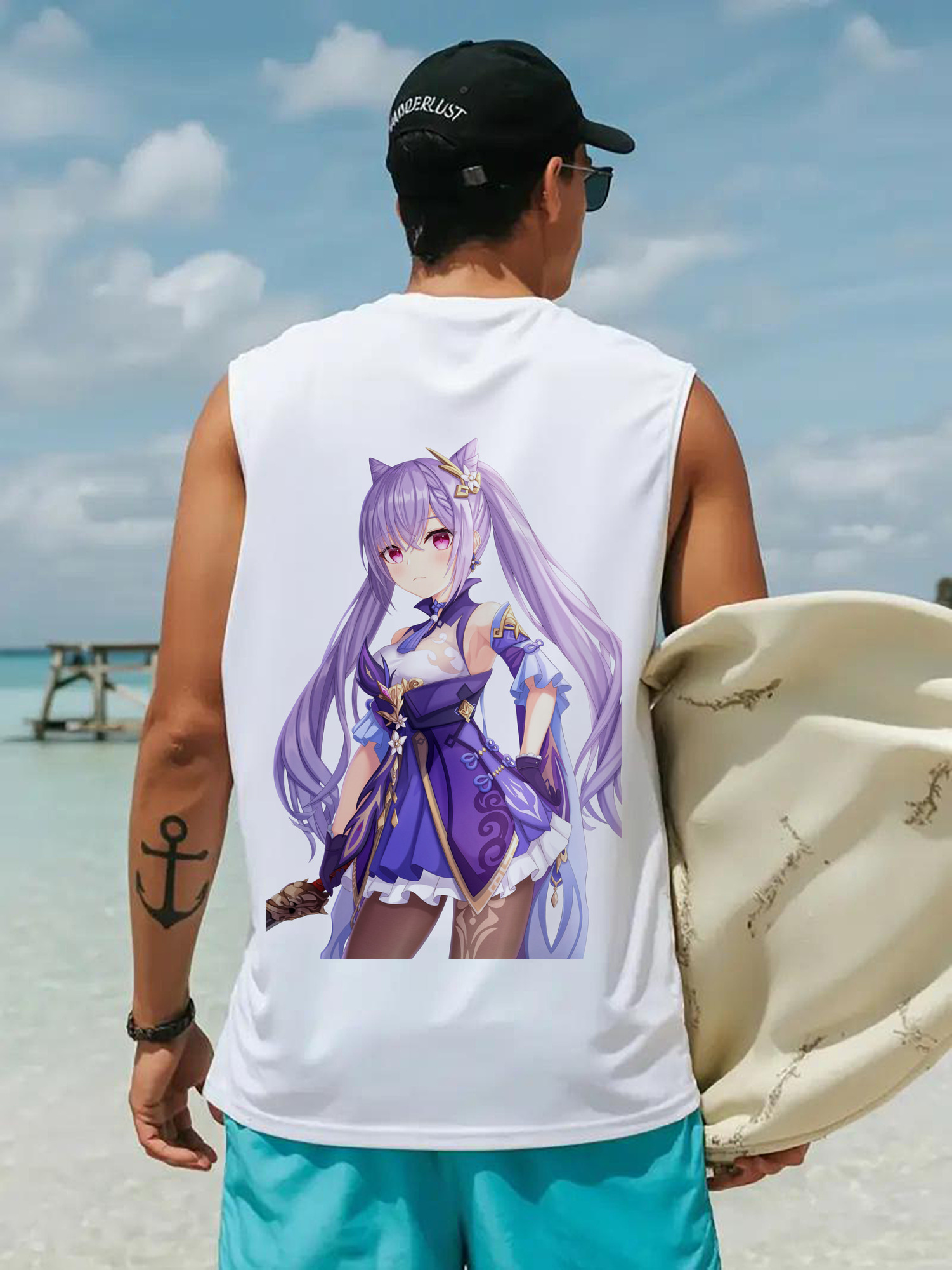 げんし神 刻晴 こくせい genshin Kokusei コットン100％タンクトップ（背面プリント）