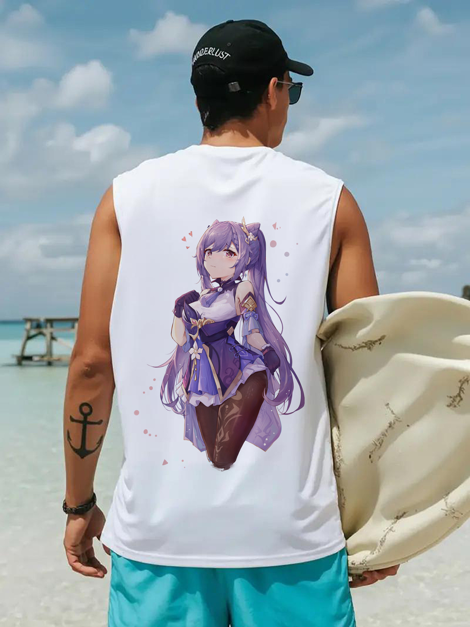 げんし神 刻晴 こくせい genshin Kokusei コットン100％タンクトップ（背面プリント）