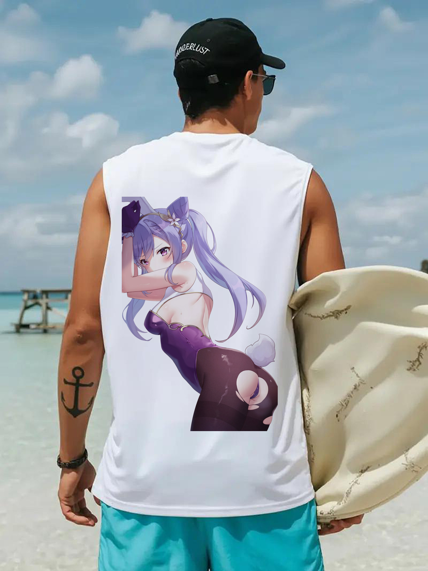 げんし神 刻晴 こくせい genshin Kokusei コットン100％タンクトップ（背面プリント）