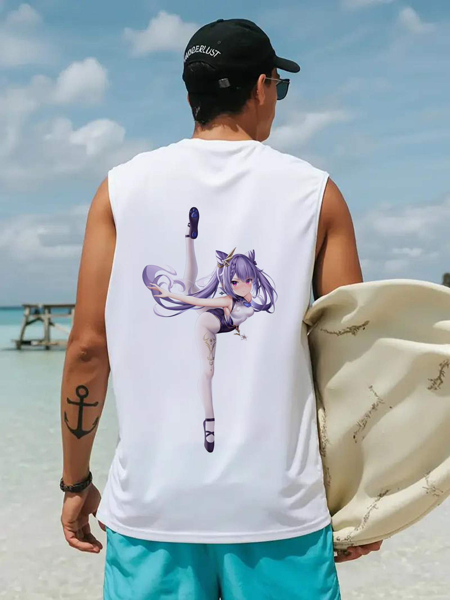 げんし神 刻晴 こくせい genshin Kokusei コットン100％タンクトップ（背面プリント）