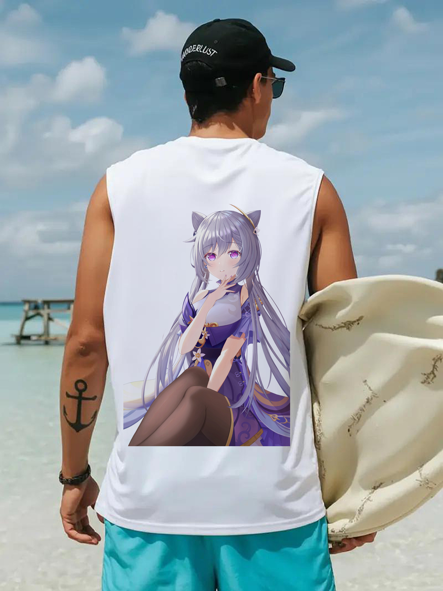 げんし神 刻晴 こくせい genshin Kokusei コットン100％タンクトップ（背面プリント）