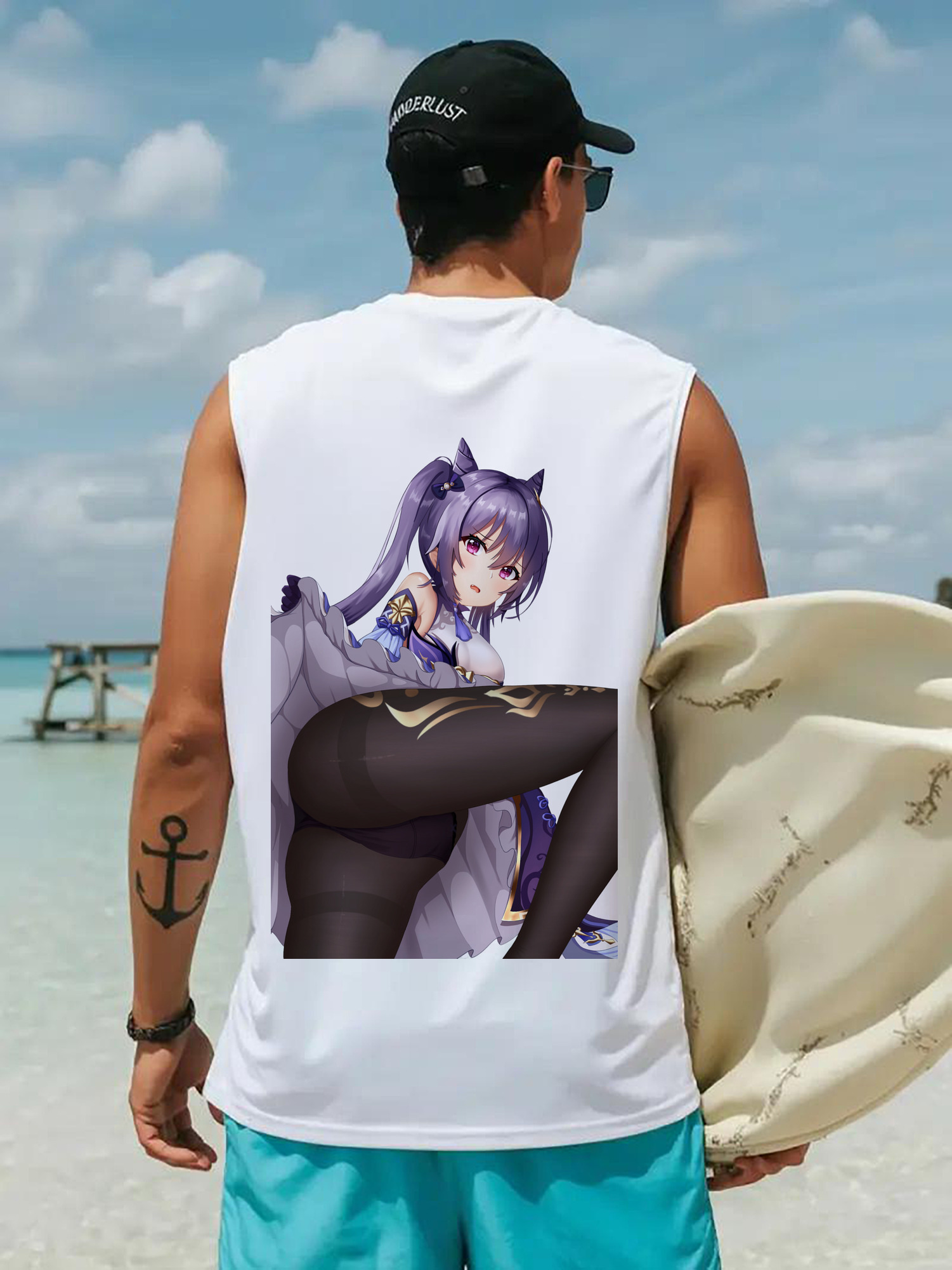 げんし神 刻晴 こくせい genshin Kokusei コットン100％タンクトップ（背面プリント）