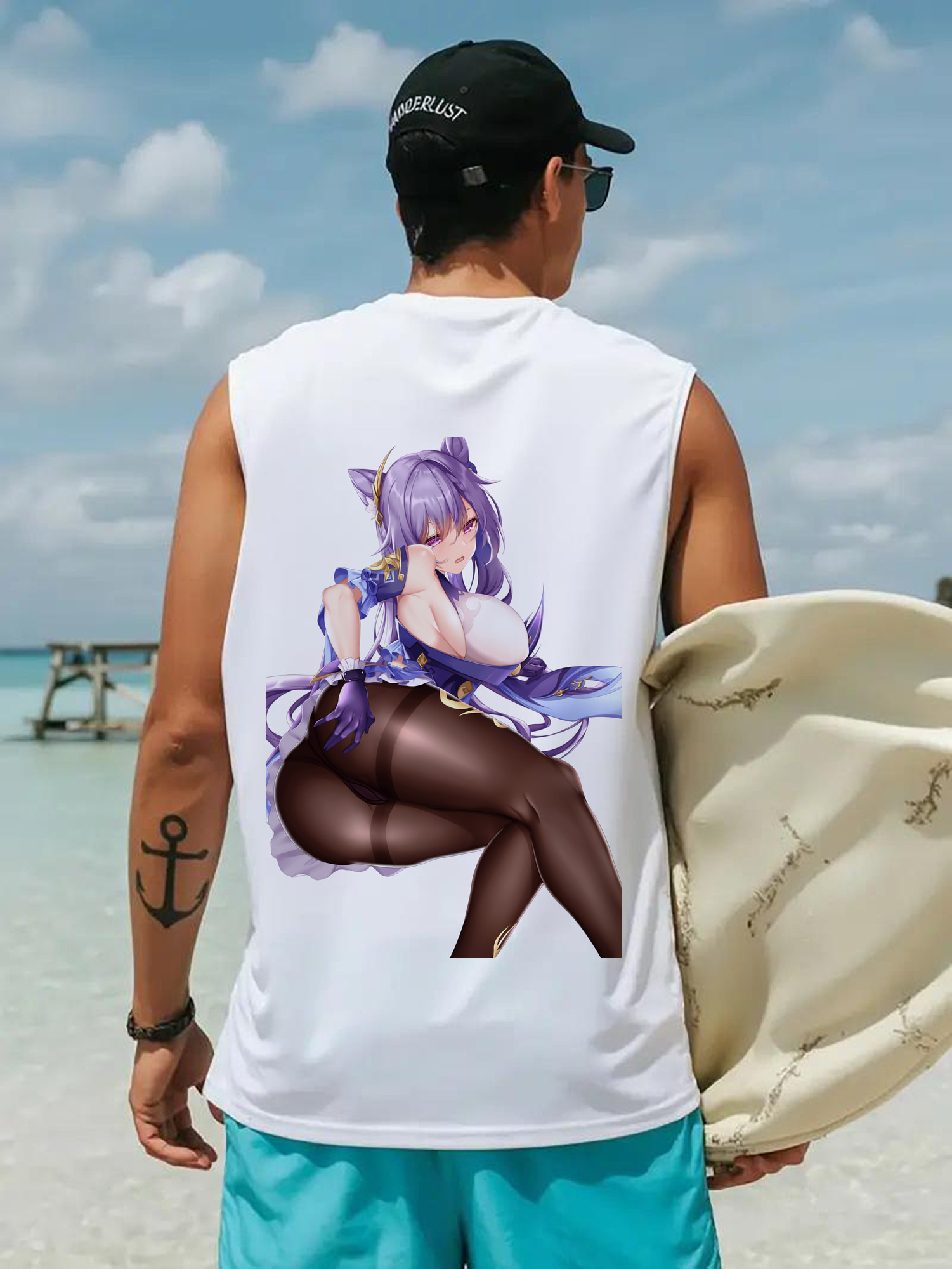 げんし神 刻晴 こくせい genshin Kokusei コットン100％タンクトップ（背面プリント）