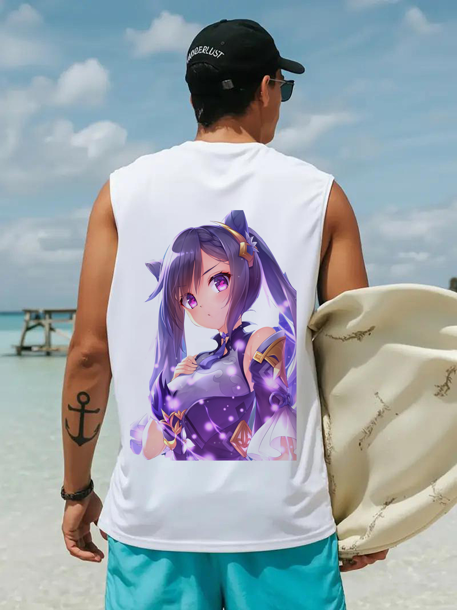 げんし神 刻晴 こくせい genshin Kokusei コットン100％タンクトップ（背面プリント）