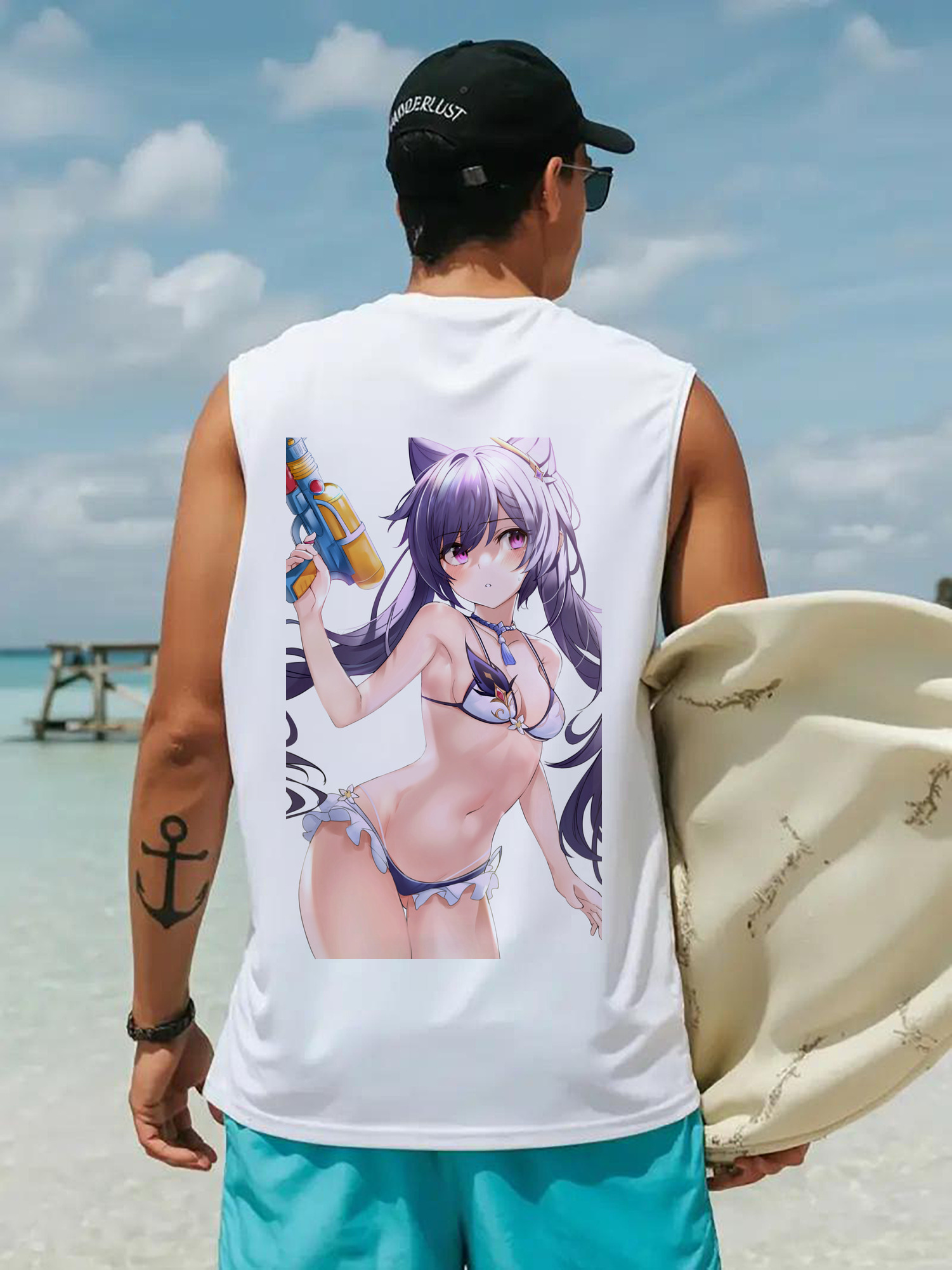 げんし神 刻晴 こくせい genshin Kokusei コットン100％タンクトップ（背面プリント）