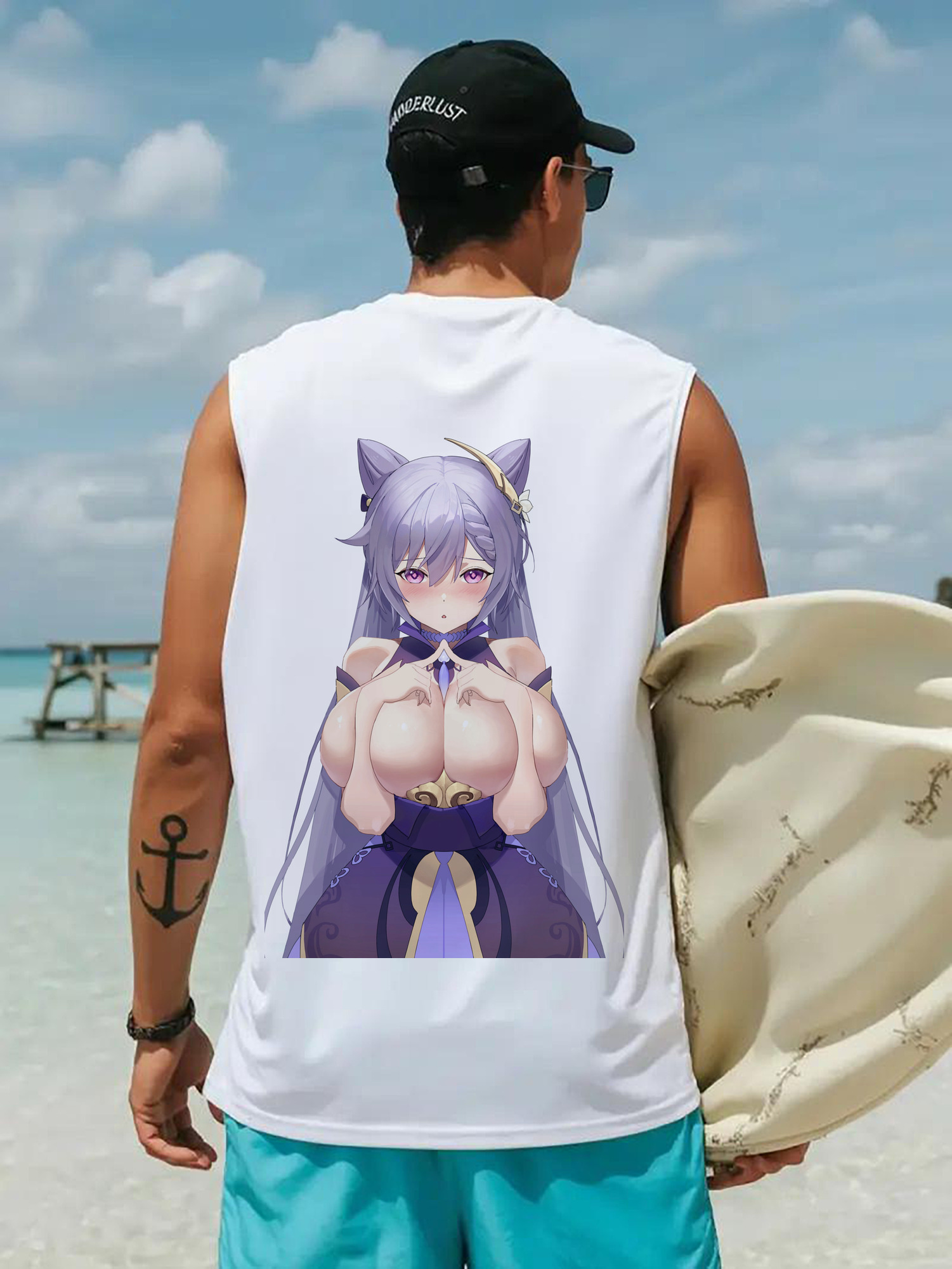 げんし神 刻晴 こくせい genshin Kokusei コットン100％タンクトップ（背面プリント）