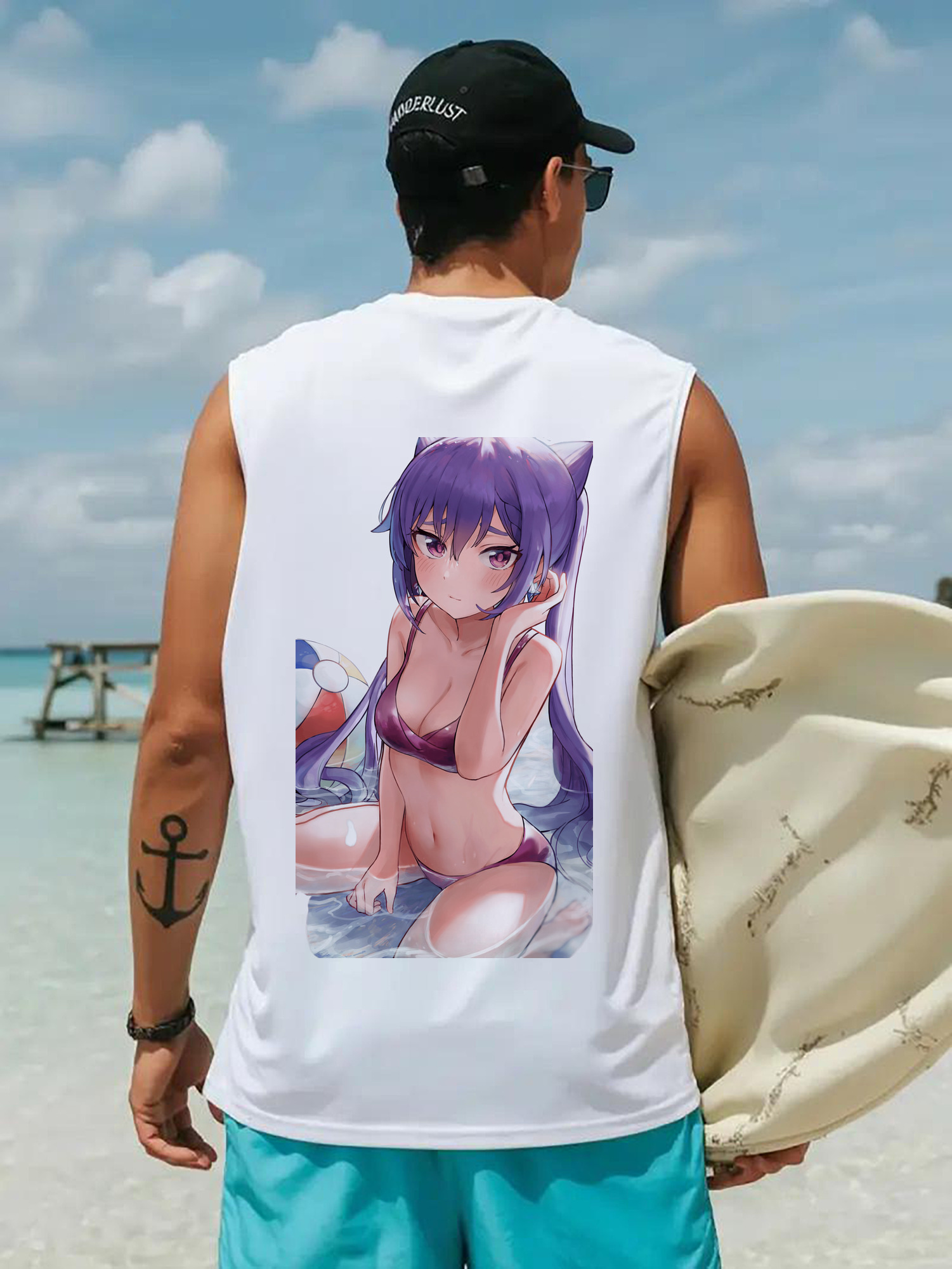 げんし神 刻晴 こくせい genshin Kokusei コットン100％タンクトップ（背面プリント）