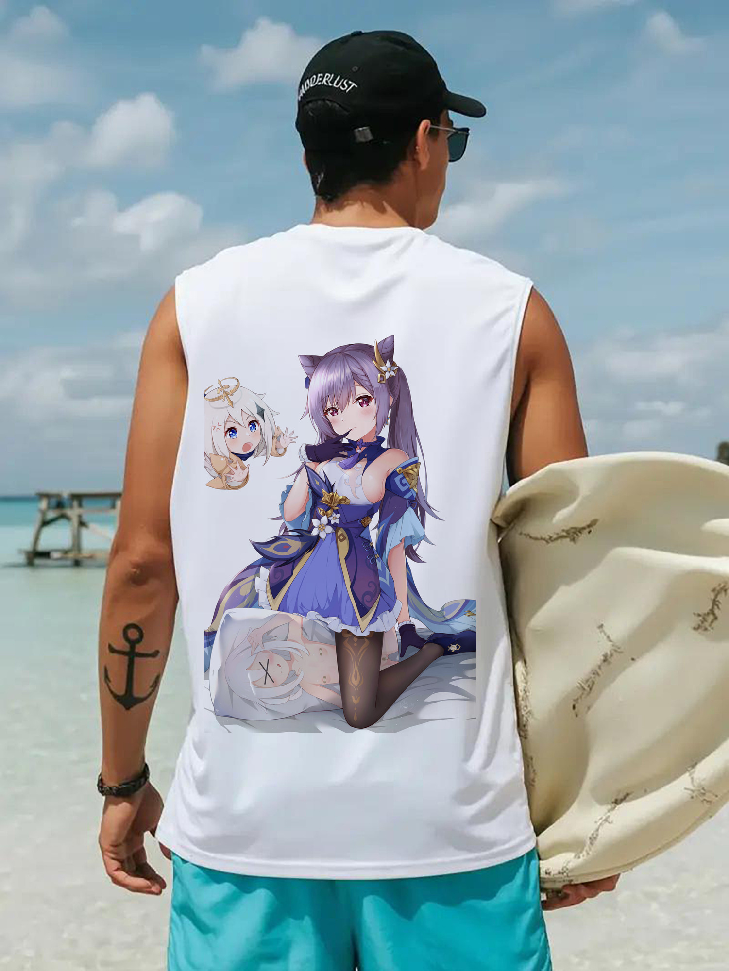 げんし神 刻晴 こくせい genshin Kokusei コットン100％タンクトップ（背面プリント）