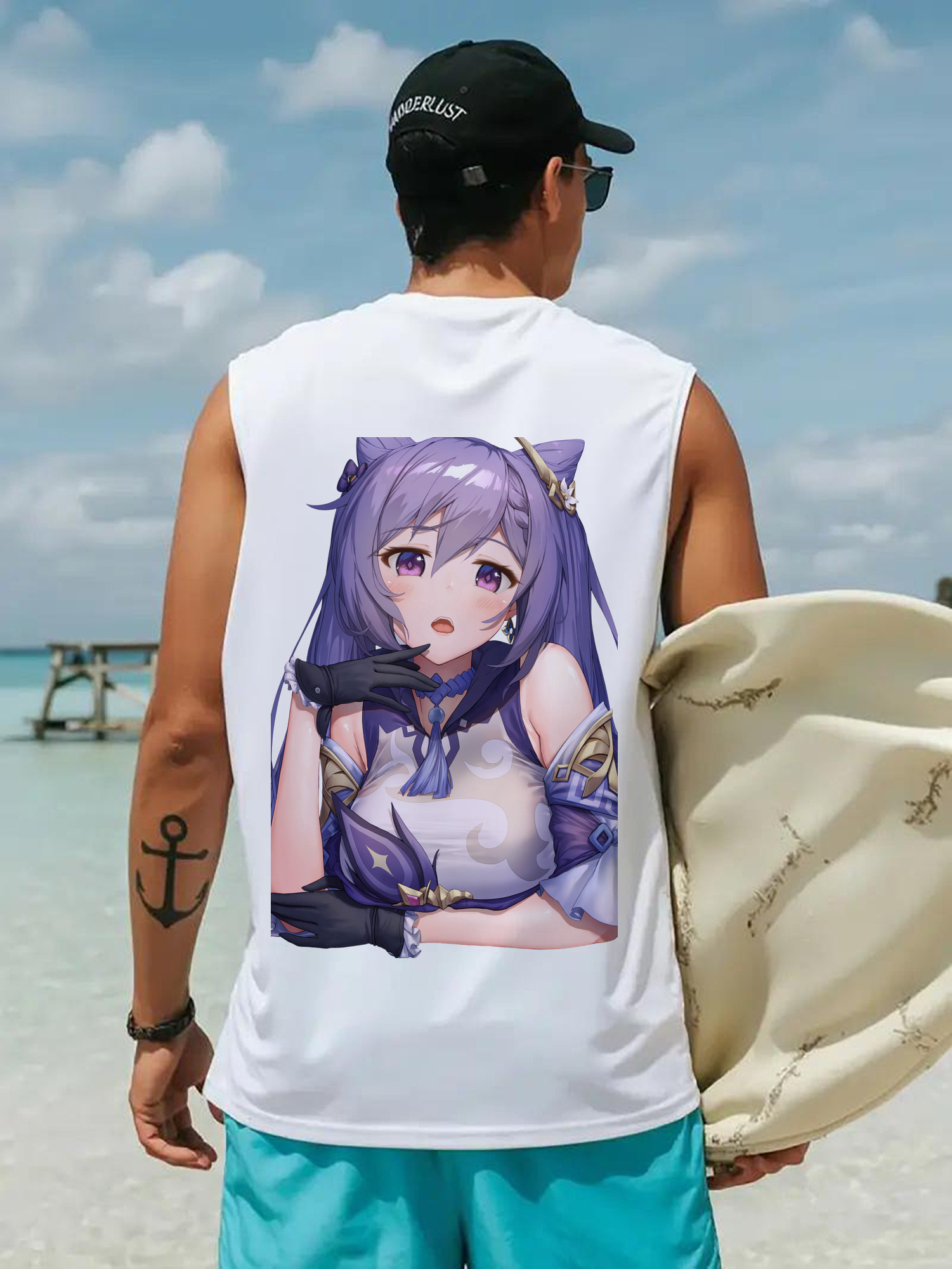 げんし神 刻晴 こくせい genshin Kokusei コットン100％タンクトップ（背面プリント）