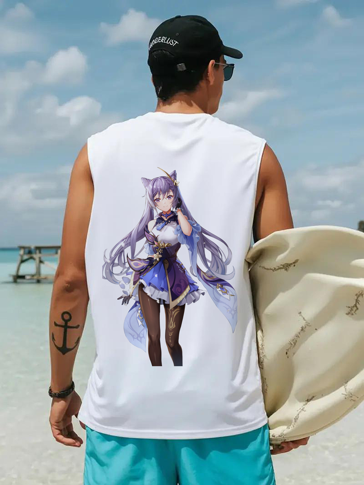 げんし神 刻晴 こくせい genshin Kokusei コットン100％タンクトップ（背面プリント）