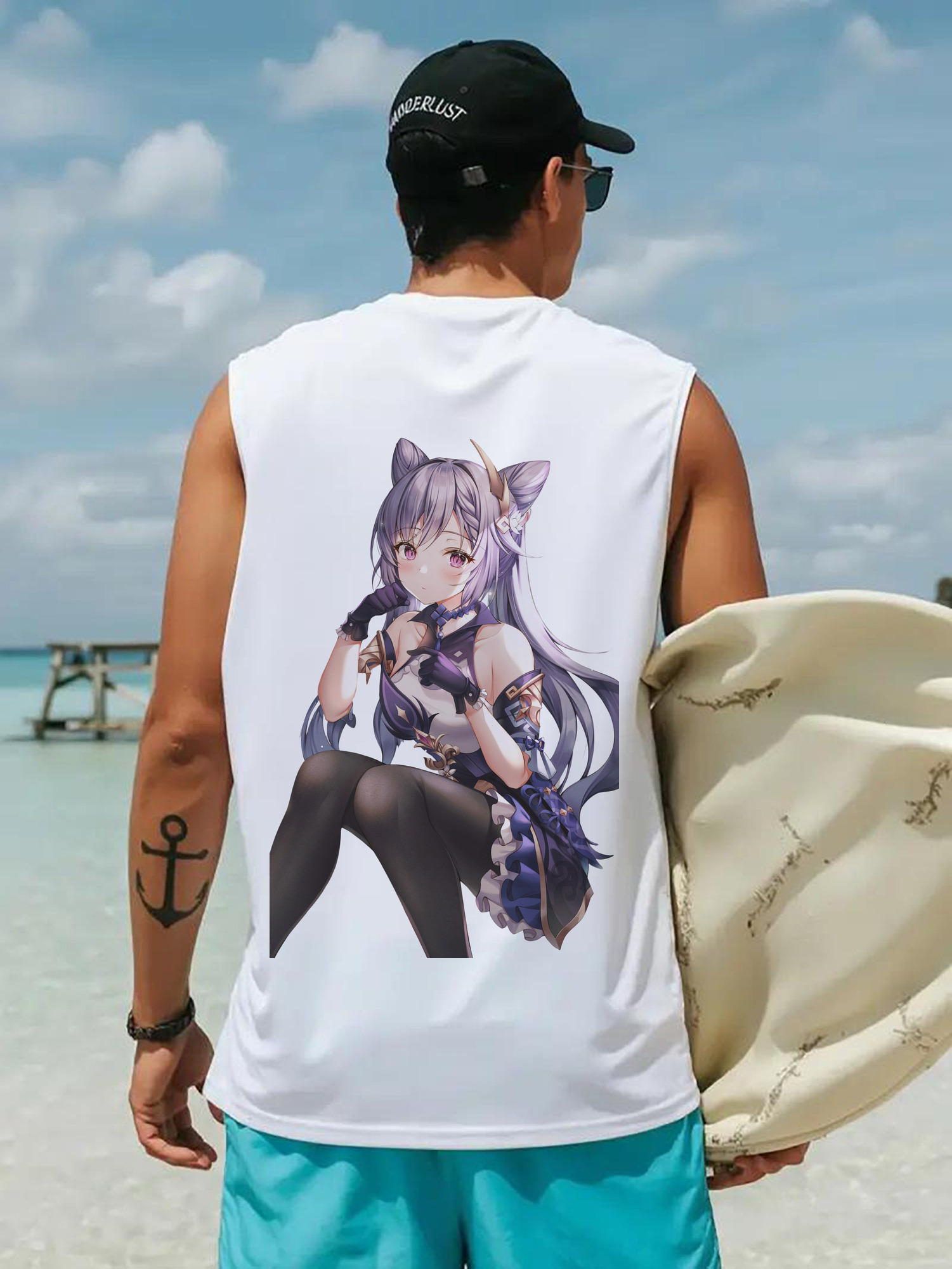 げんし神 刻晴 こくせい genshin Kokusei コットン100％タンクトップ（背面プリント）