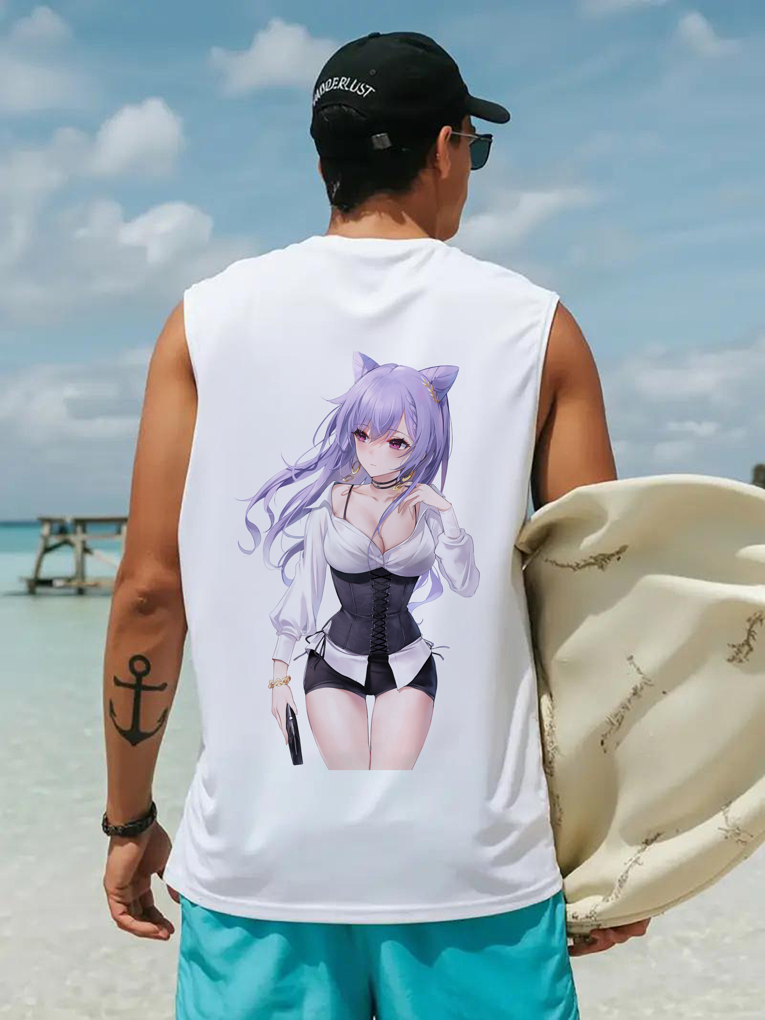 げんし神 刻晴 こくせい genshin Kokusei コットン100％タンクトップ（背面プリント）