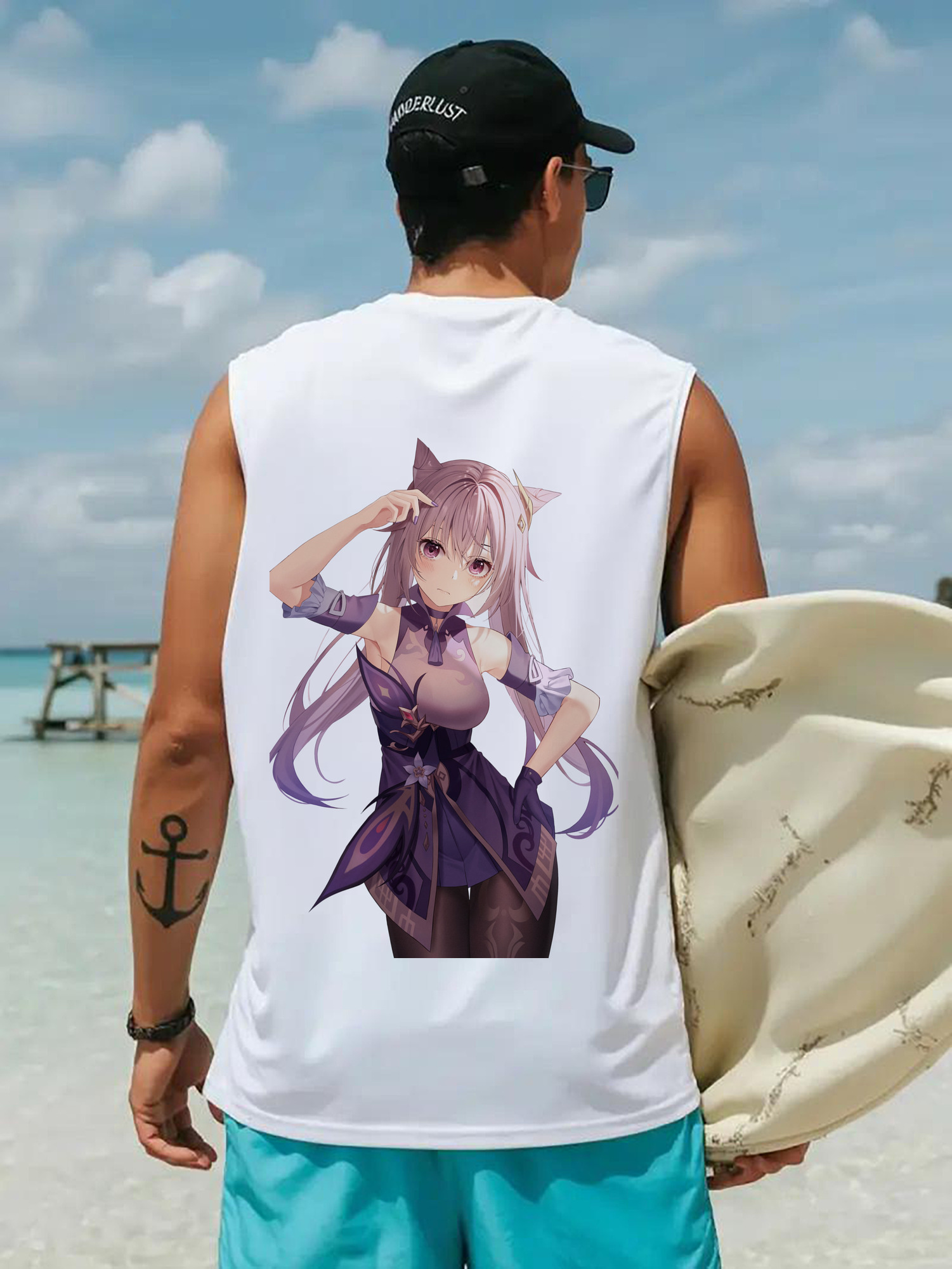 げんし神 刻晴 こくせい genshin Kokusei コットン100％タンクトップ（背面プリント）