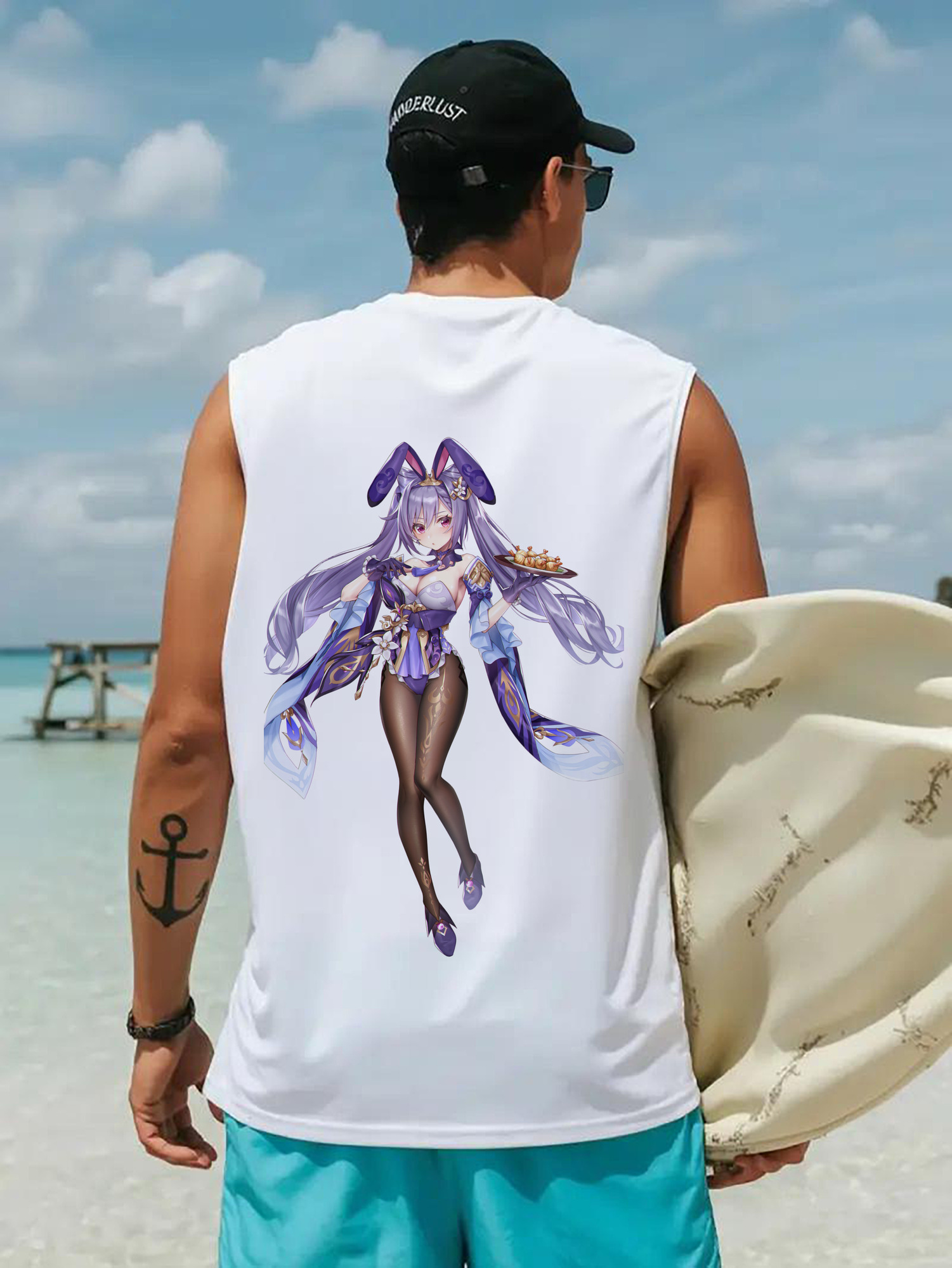 げんし神 刻晴 こくせい genshin Kokusei コットン100％タンクトップ（背面プリント）