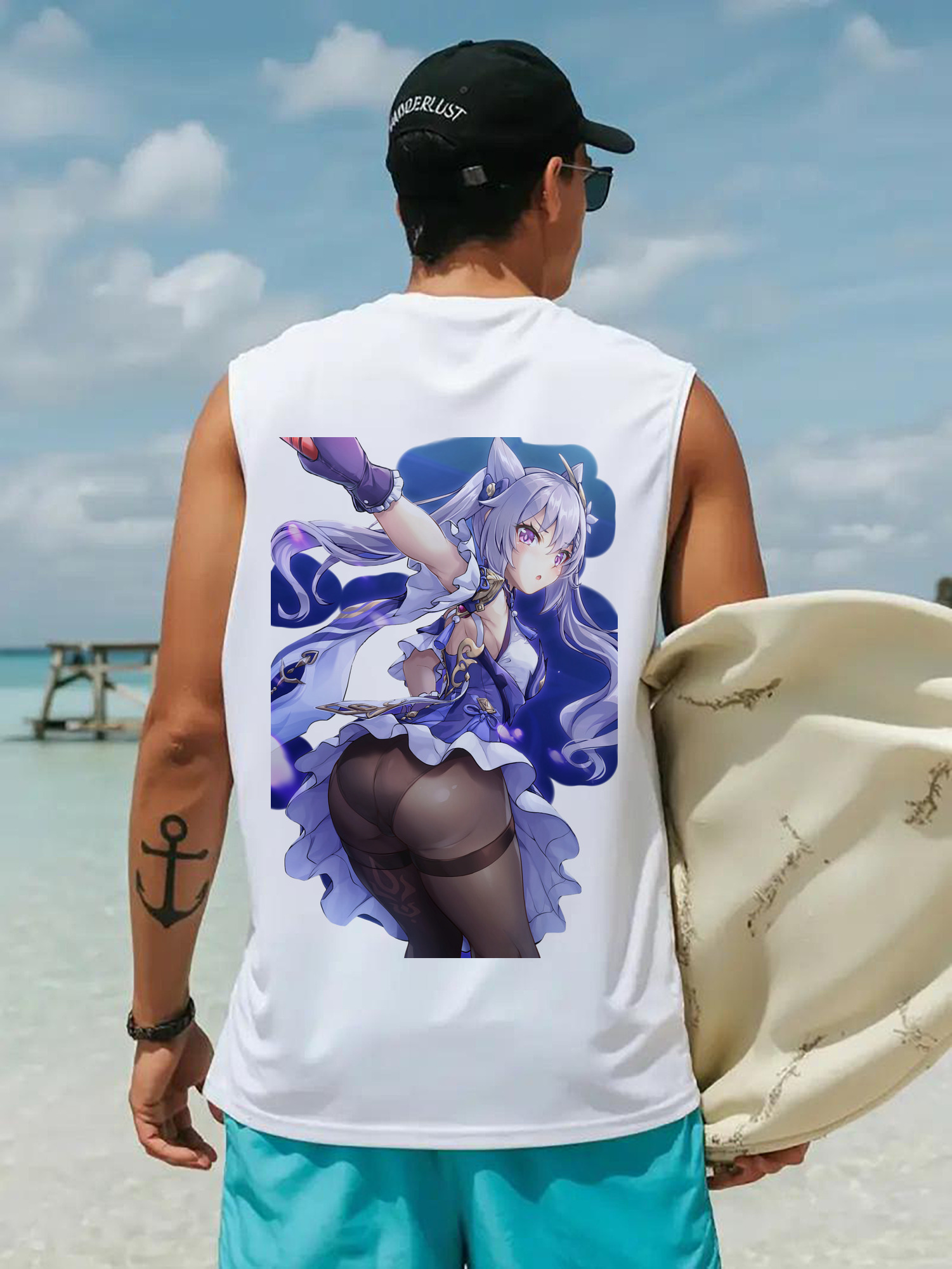 げんし神 刻晴 こくせい genshin Kokusei コットン100％タンクトップ（背面プリント）