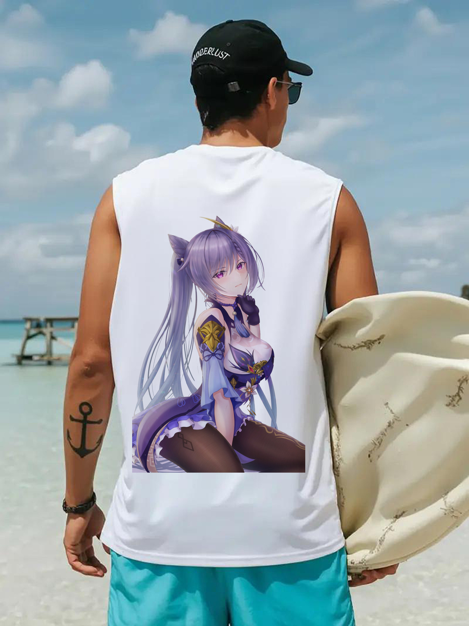 げんし神 刻晴 こくせい genshin Kokusei コットン100％タンクトップ（背面プリント）