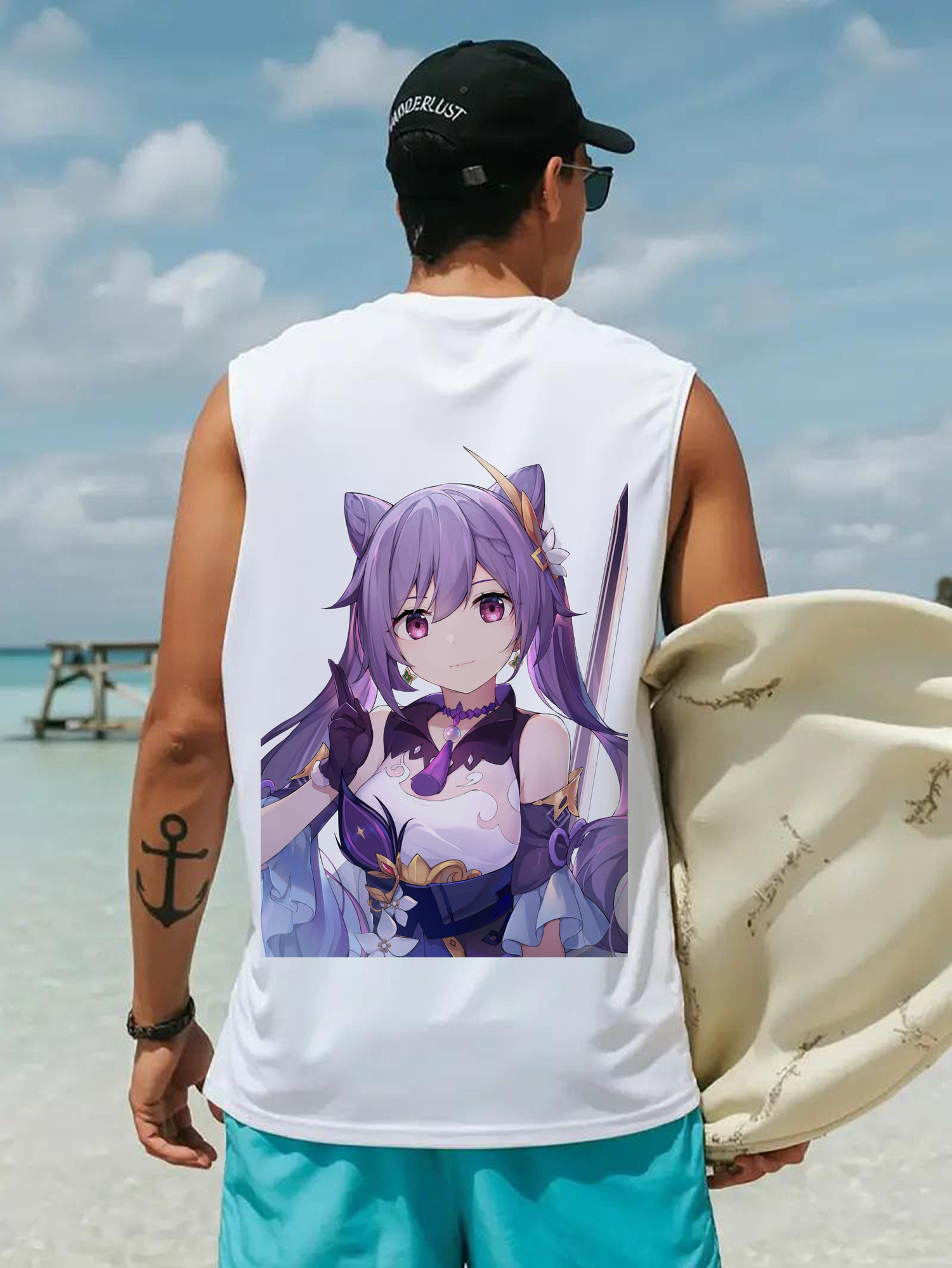 げんし神 刻晴 こくせい genshin Kokusei コットン100％タンクトップ（背面プリント）