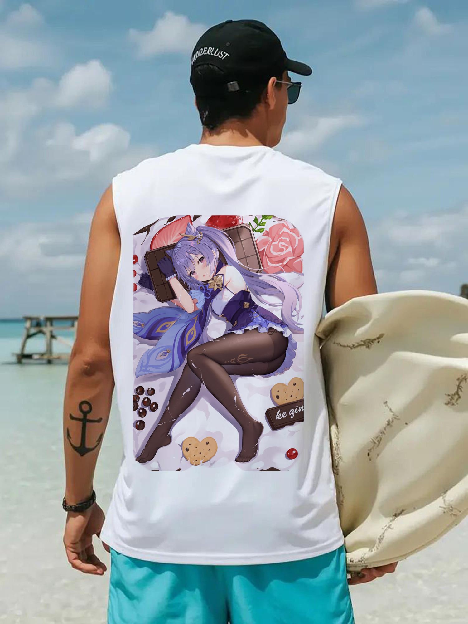 げんし神 刻晴 こくせい genshin Kokusei コットン100％タンクトップ（背面プリント）