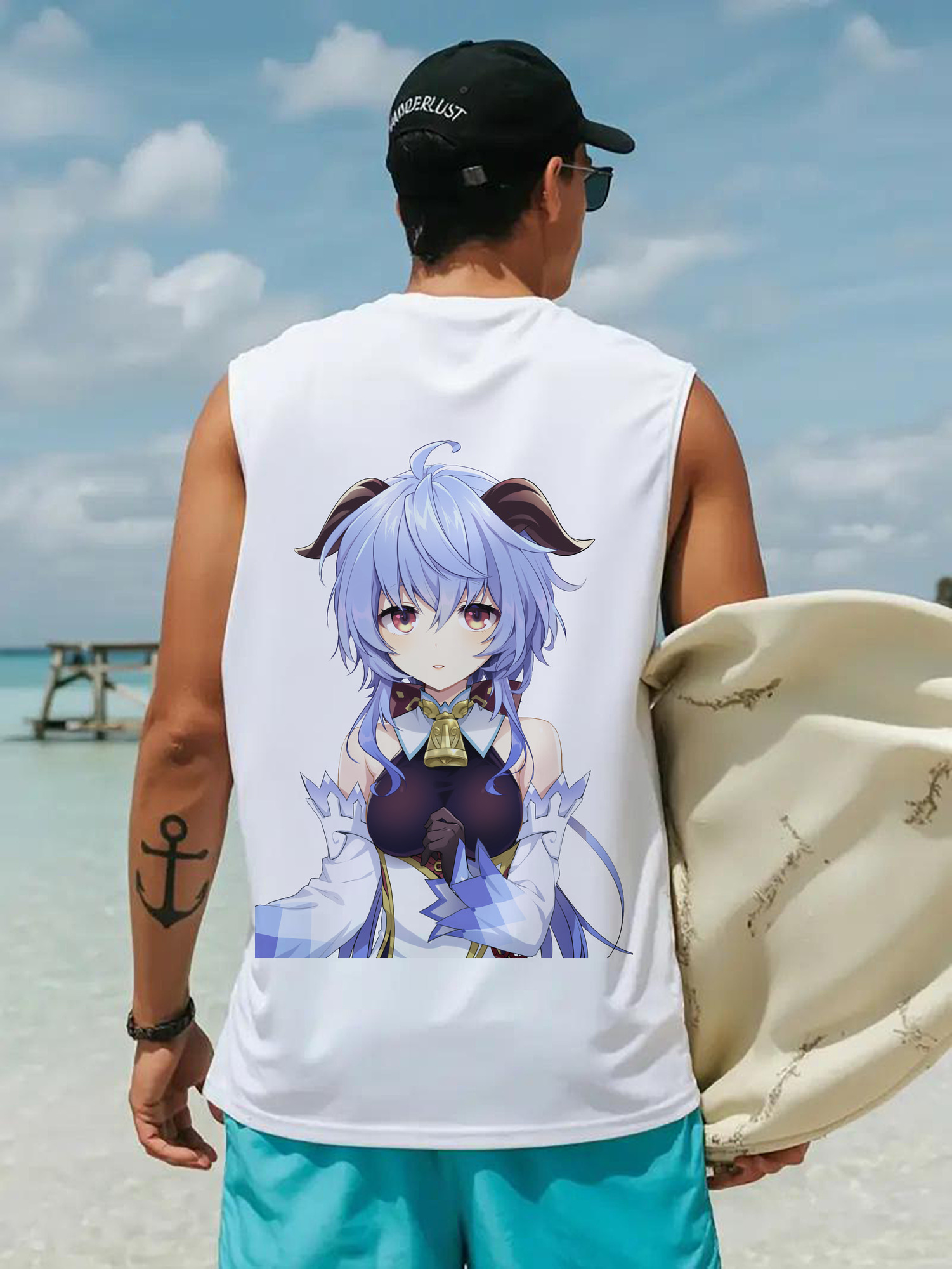 げんし神 甘雨 かんう genshin Ganyu コットン100％タンクトップ（背面プリント）